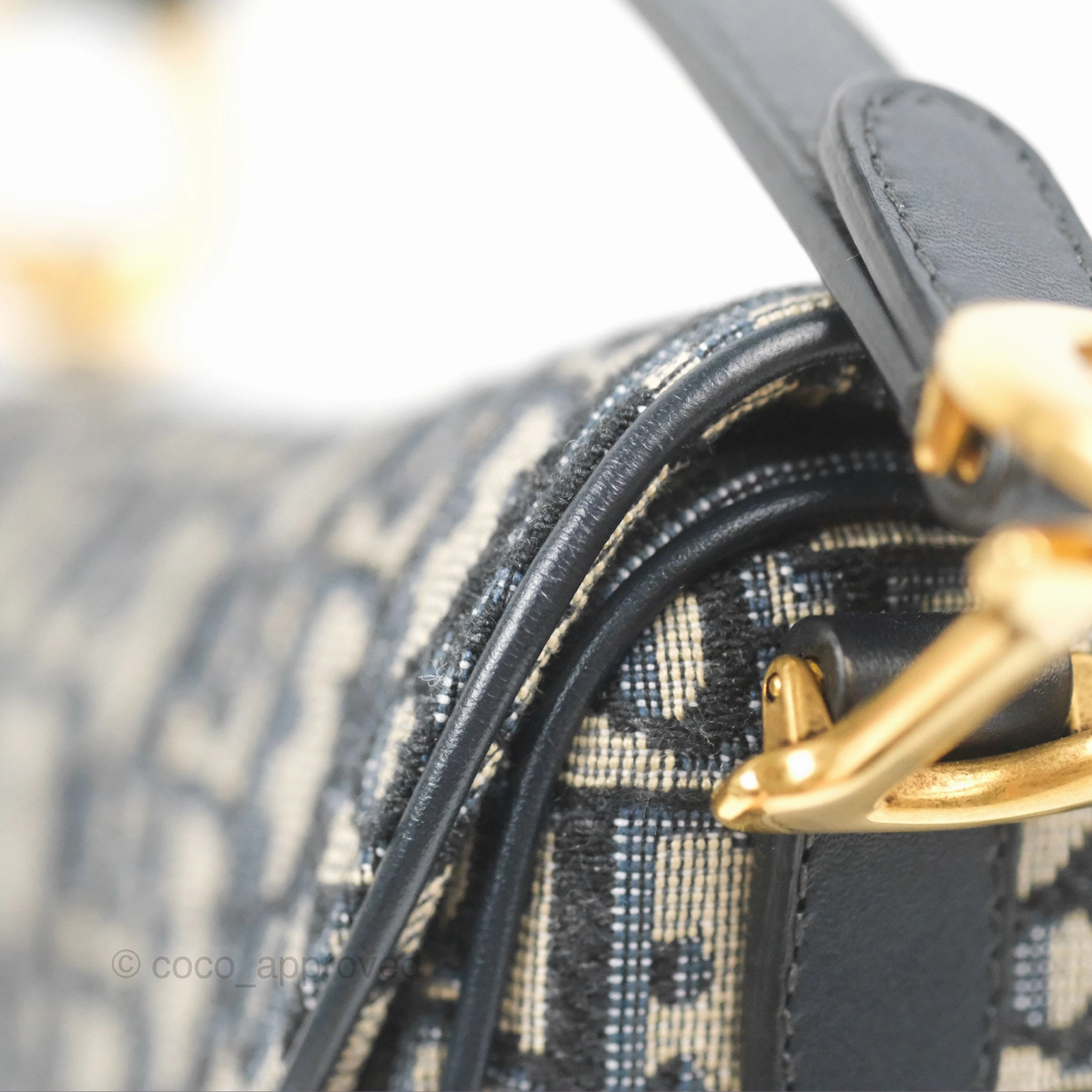 Christian Dior Mini Saddle Bag Blue Oblique Jacquard Gold Hardware