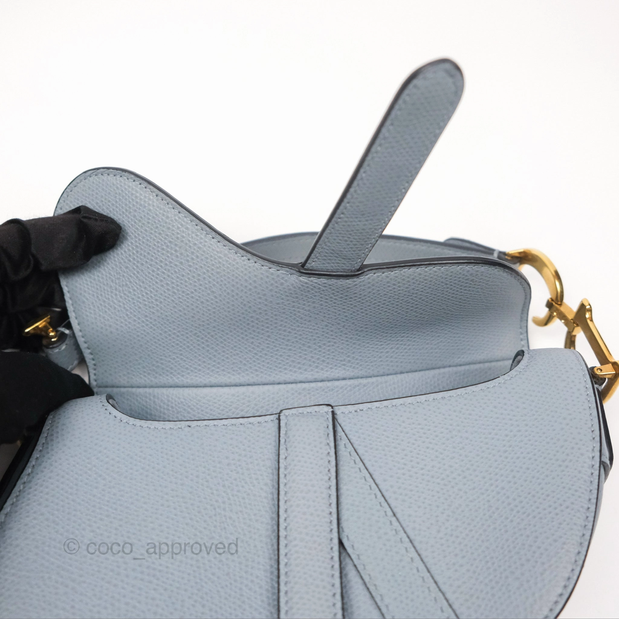 Christian Dior Mini Saddle Bag Cloud Blue Grained Calfskin Gold Hardware