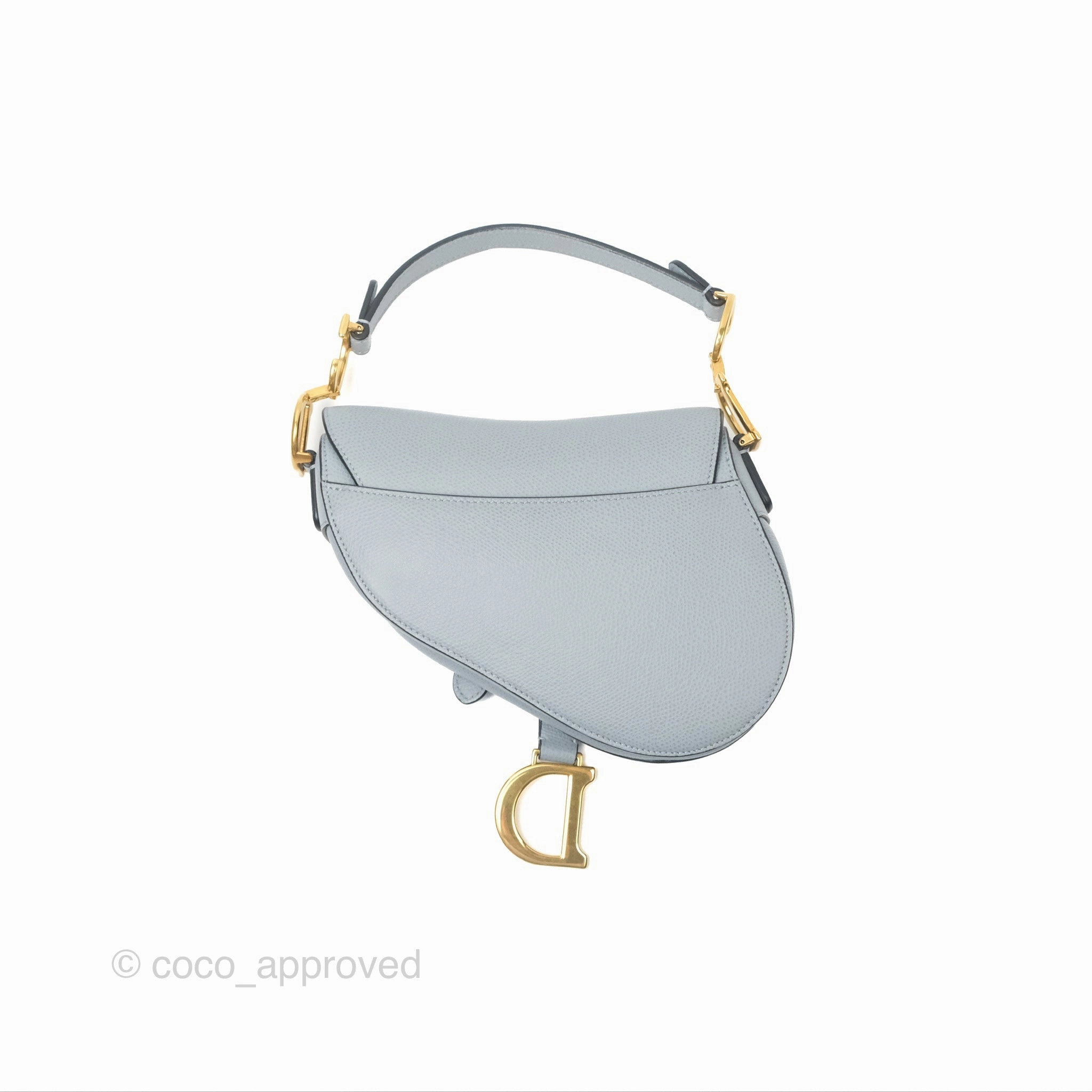 Christian Dior Mini Saddle Bag Cloud Blue Grained Calfskin Gold Hardware