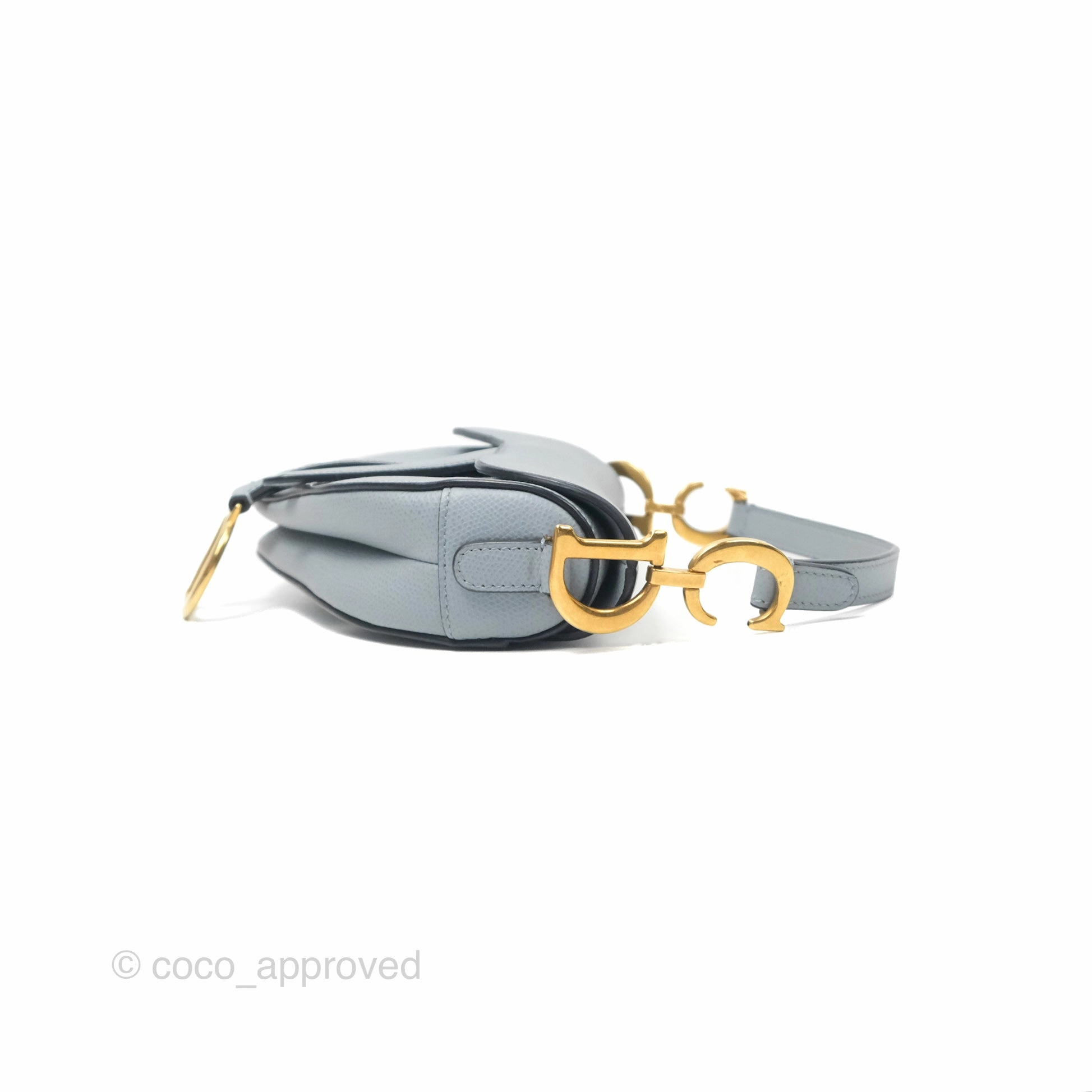 Christian Dior Mini Saddle Bag Cloud Blue Grained Calfskin Gold Hardware