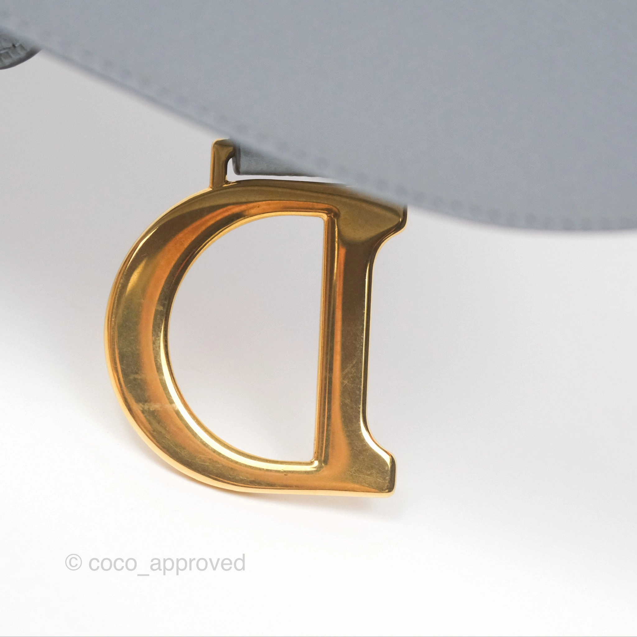 Christian Dior Mini Saddle Bag Cloud Blue Grained Calfskin Gold Hardware