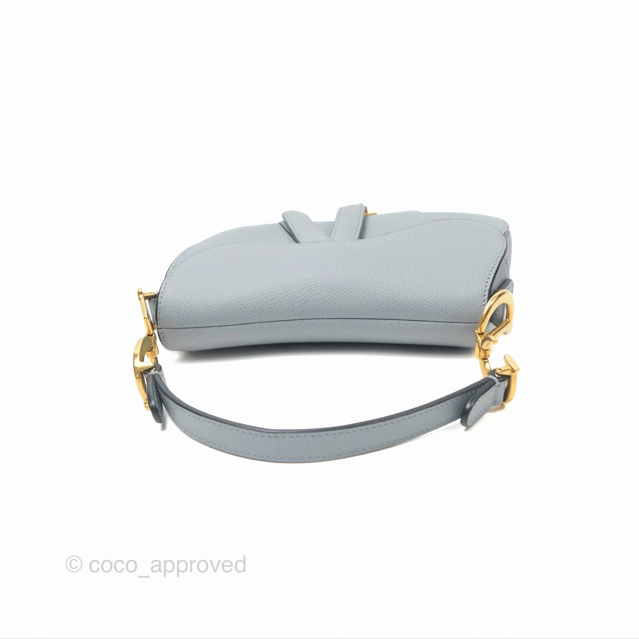 Christian Dior Mini Saddle Bag Cloud Blue Grained Calfskin Gold Hardware