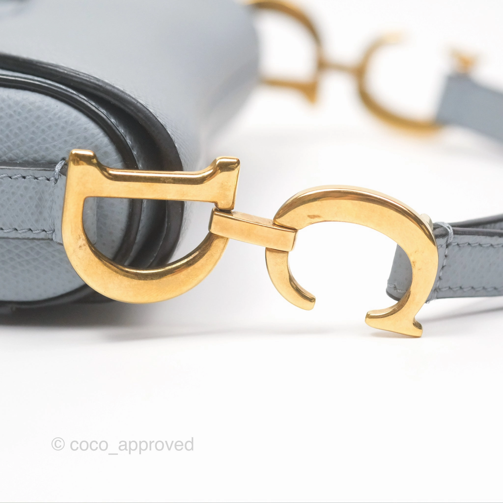 Christian Dior Mini Saddle Bag Cloud Blue Grained Calfskin Gold Hardware