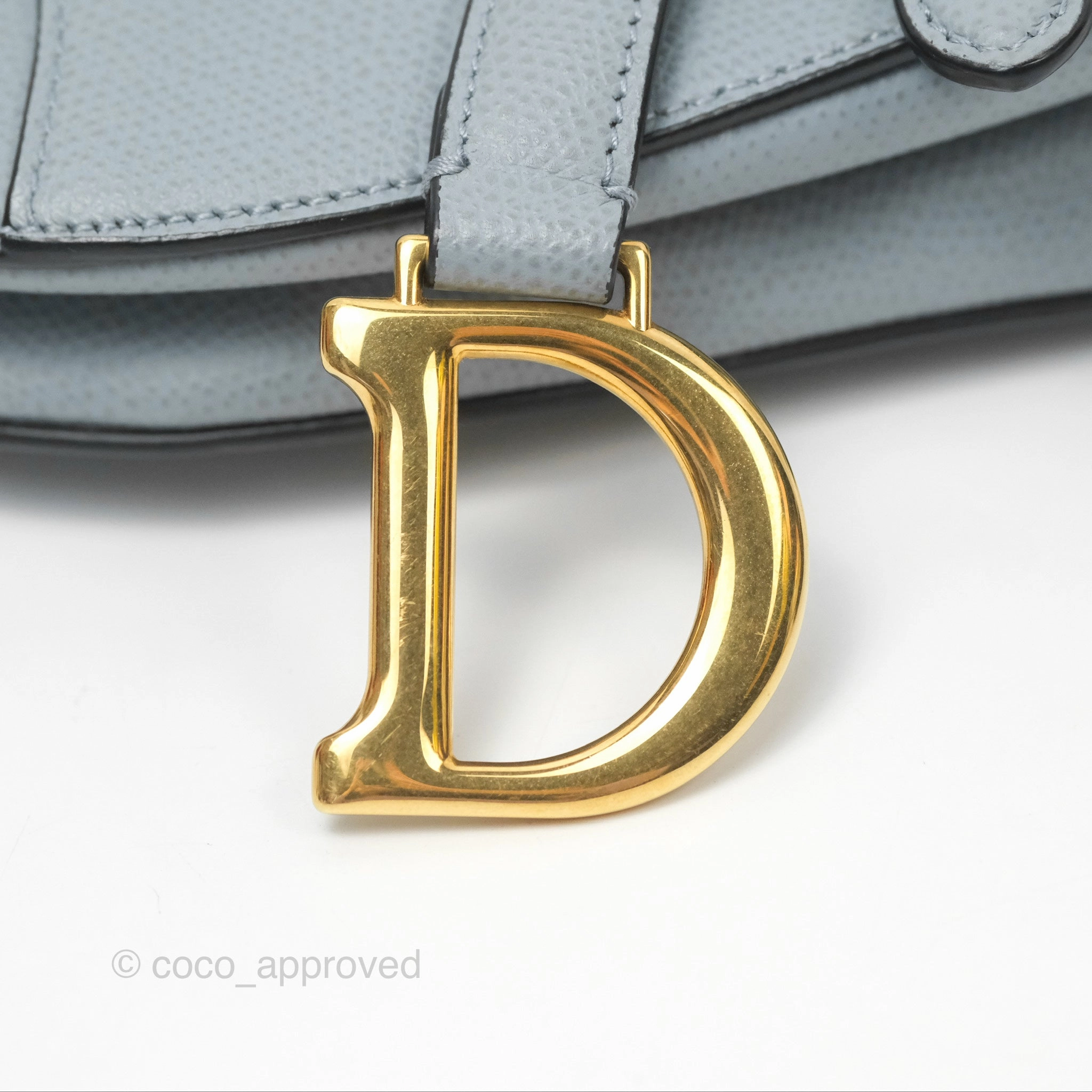 Christian Dior Mini Saddle Bag Cloud Blue Grained Calfskin Gold Hardware