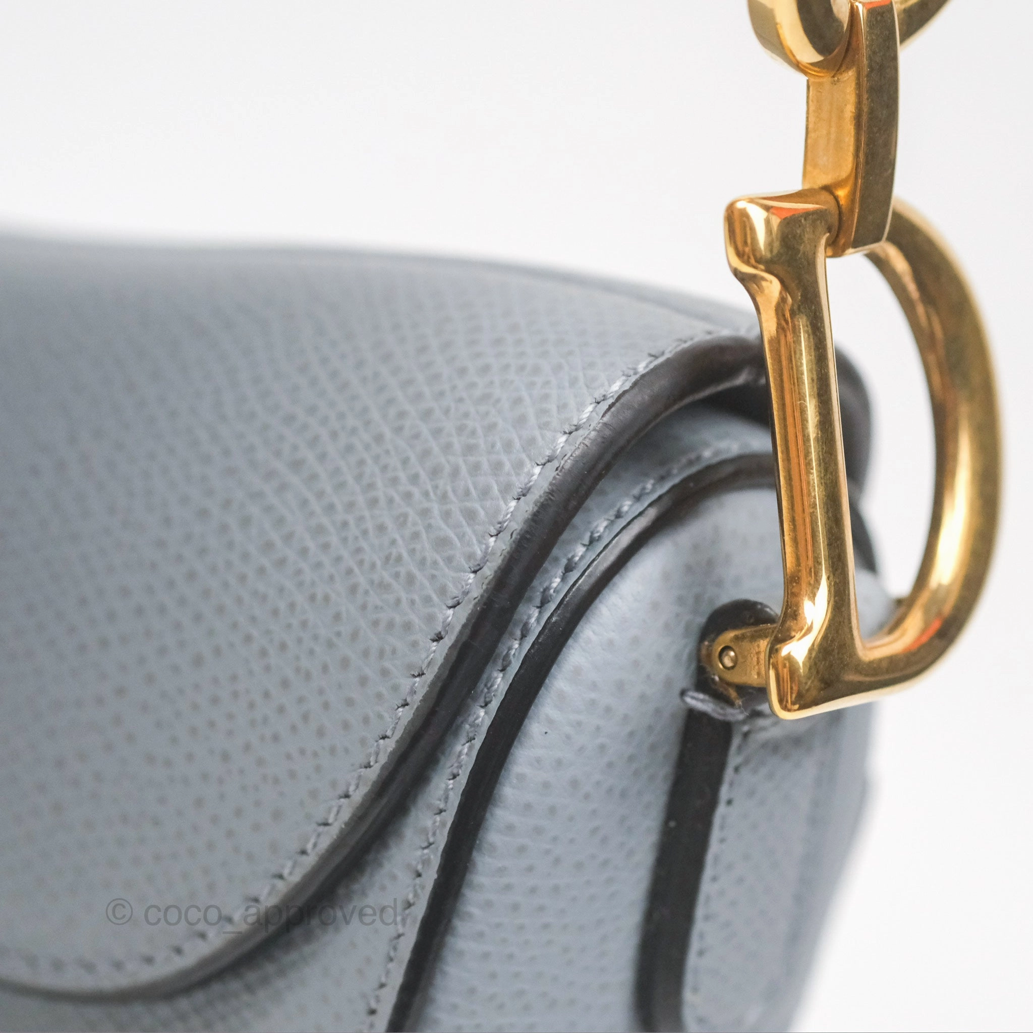 Christian Dior Mini Saddle Bag Cloud Blue Grained Calfskin Gold Hardware