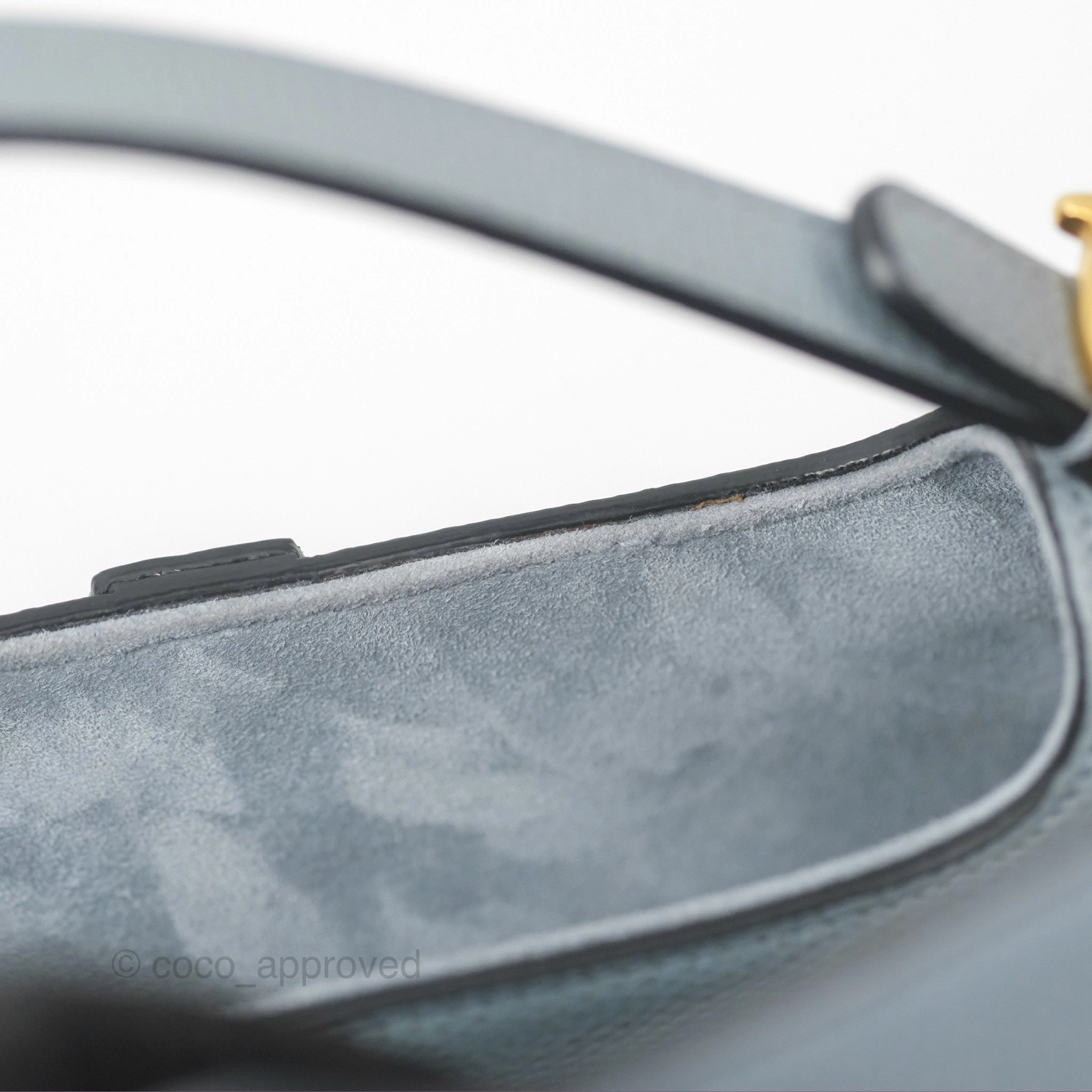 Christian Dior Mini Saddle Bag Cloud Blue Grained Calfskin Gold Hardware