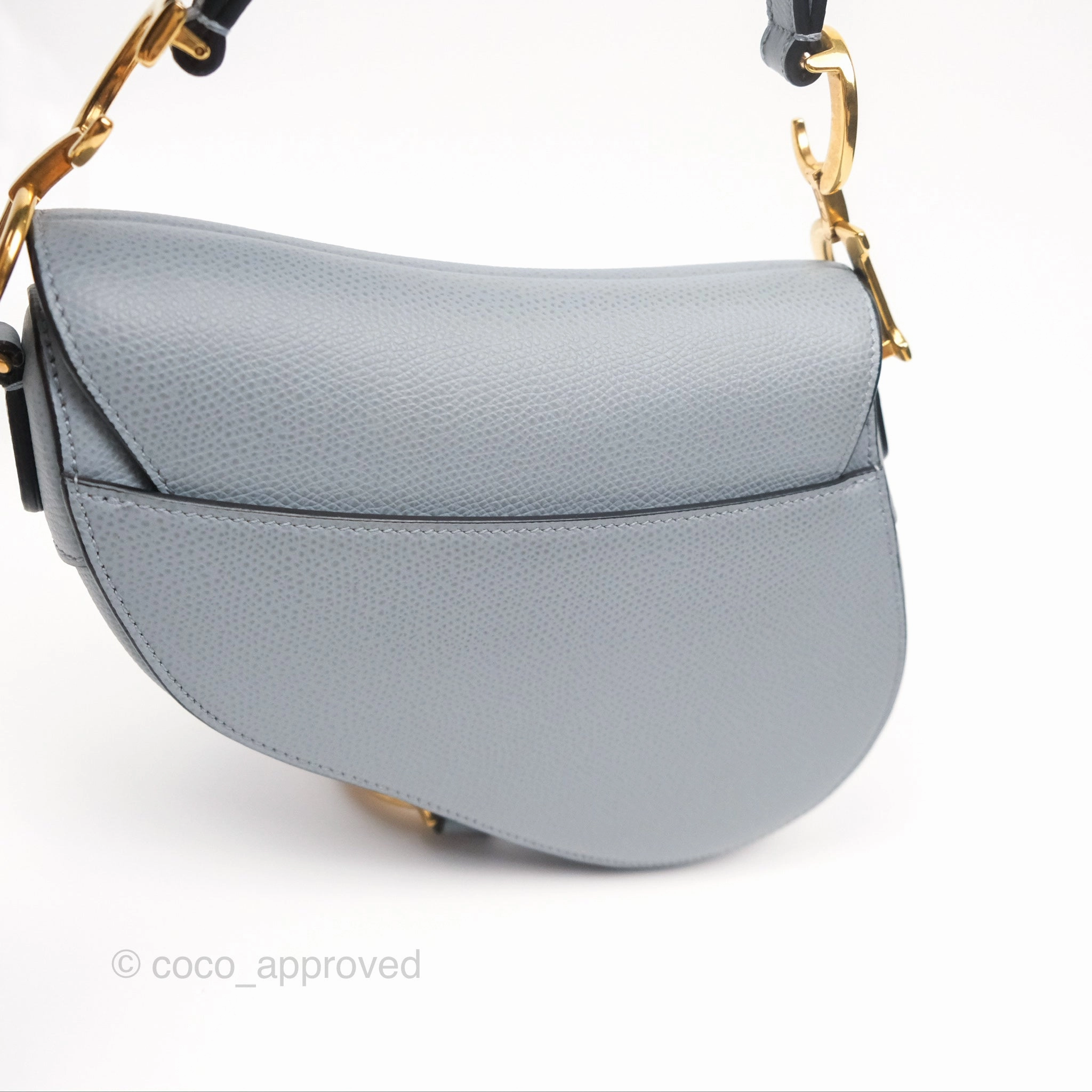 Christian Dior Mini Saddle Bag Cloud Blue Grained Calfskin Gold Hardware