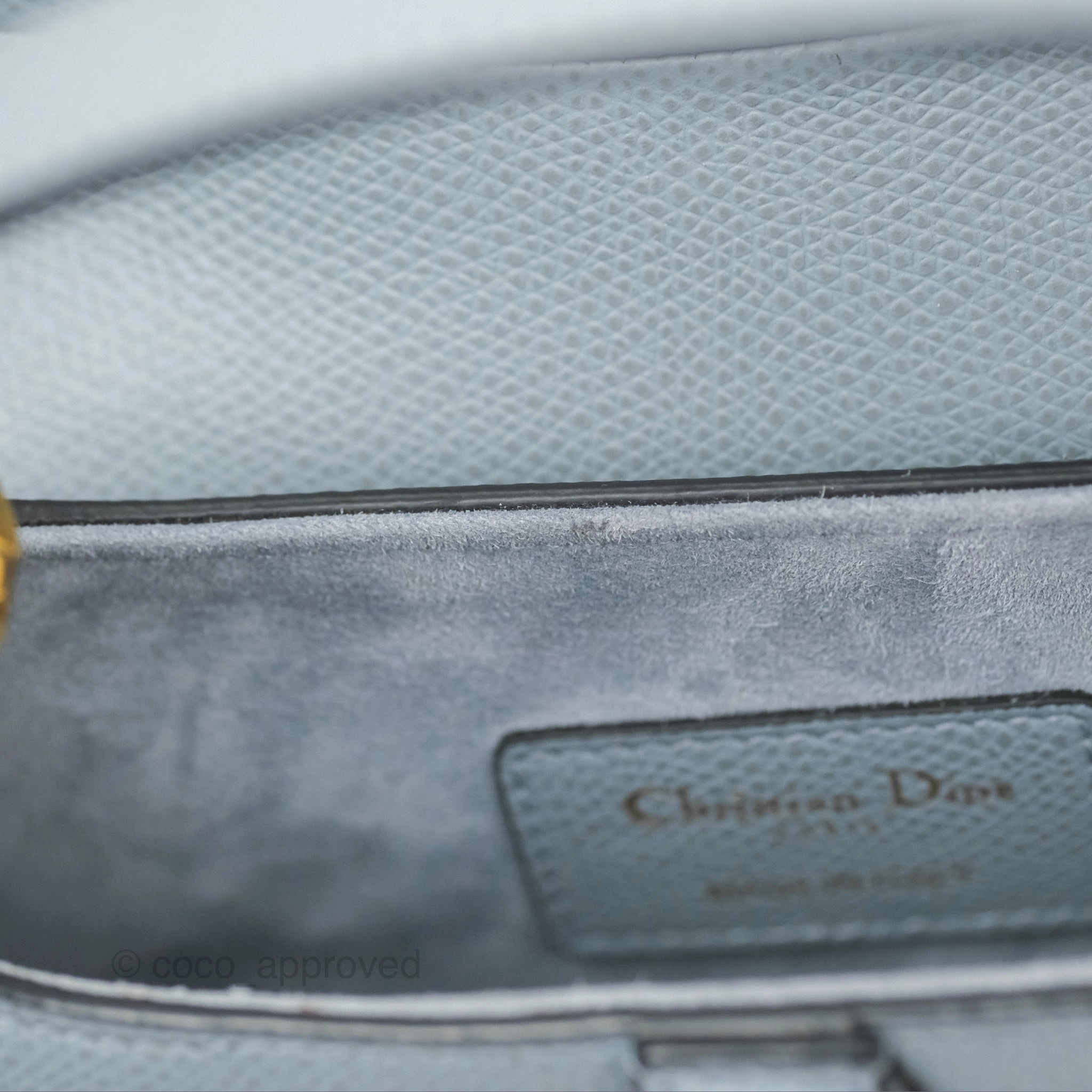 Christian Dior Mini Saddle Bag Cloud Blue Grained Calfskin Gold Hardware
