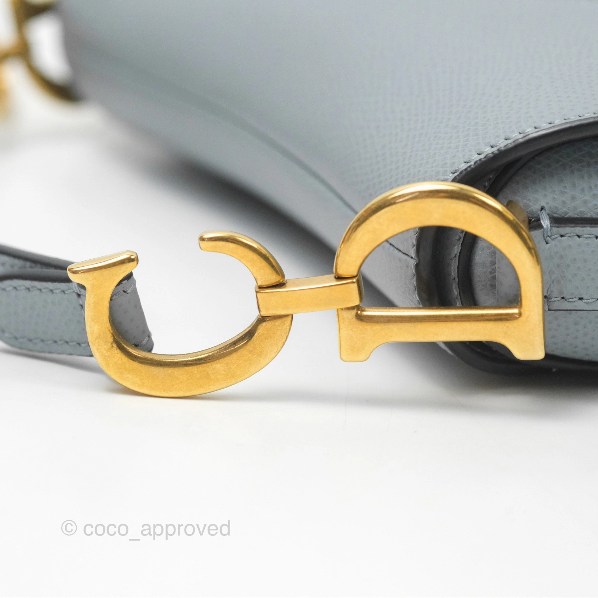 Christian Dior Mini Saddle Bag Cloud Blue Grained Calfskin Gold Hardware