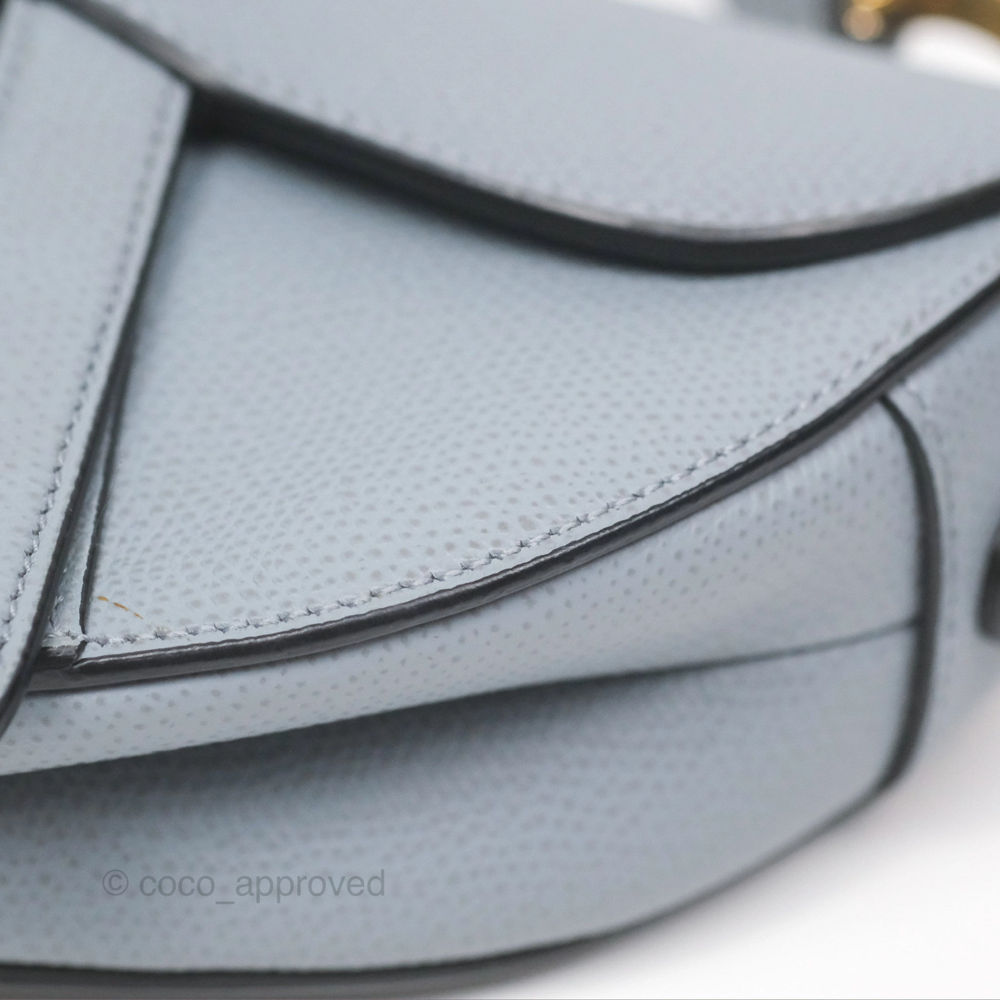 Christian Dior Mini Saddle Bag Cloud Blue Grained Calfskin Gold Hardware