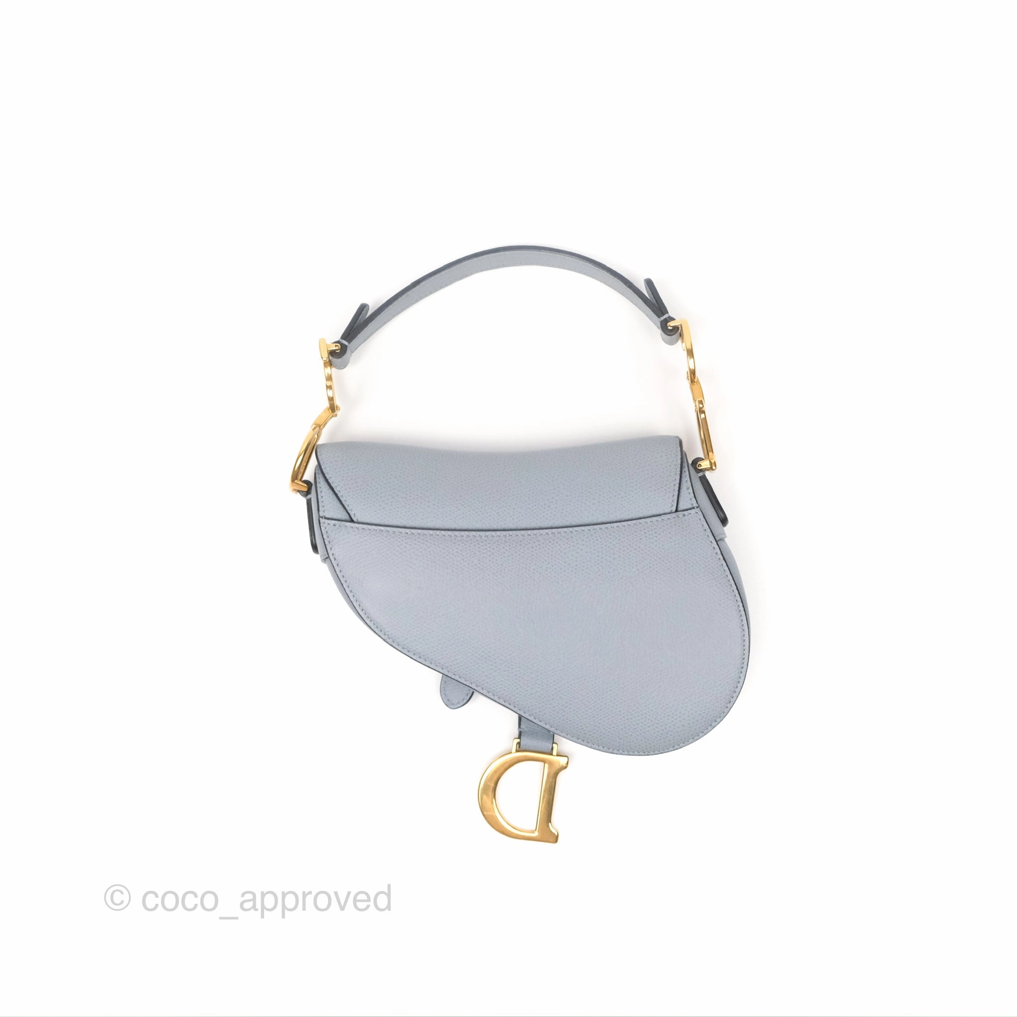 Christian Dior Mini Saddle Bag Cloud Blue Grained Calfskin Gold Hardware