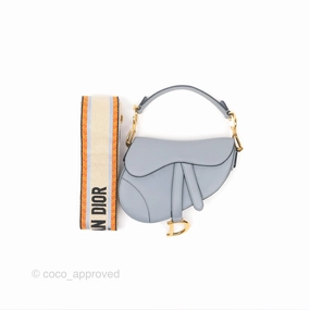 Christian Dior Mini Saddle Bag Cloud Blue Grained Calfskin Gold Hardware