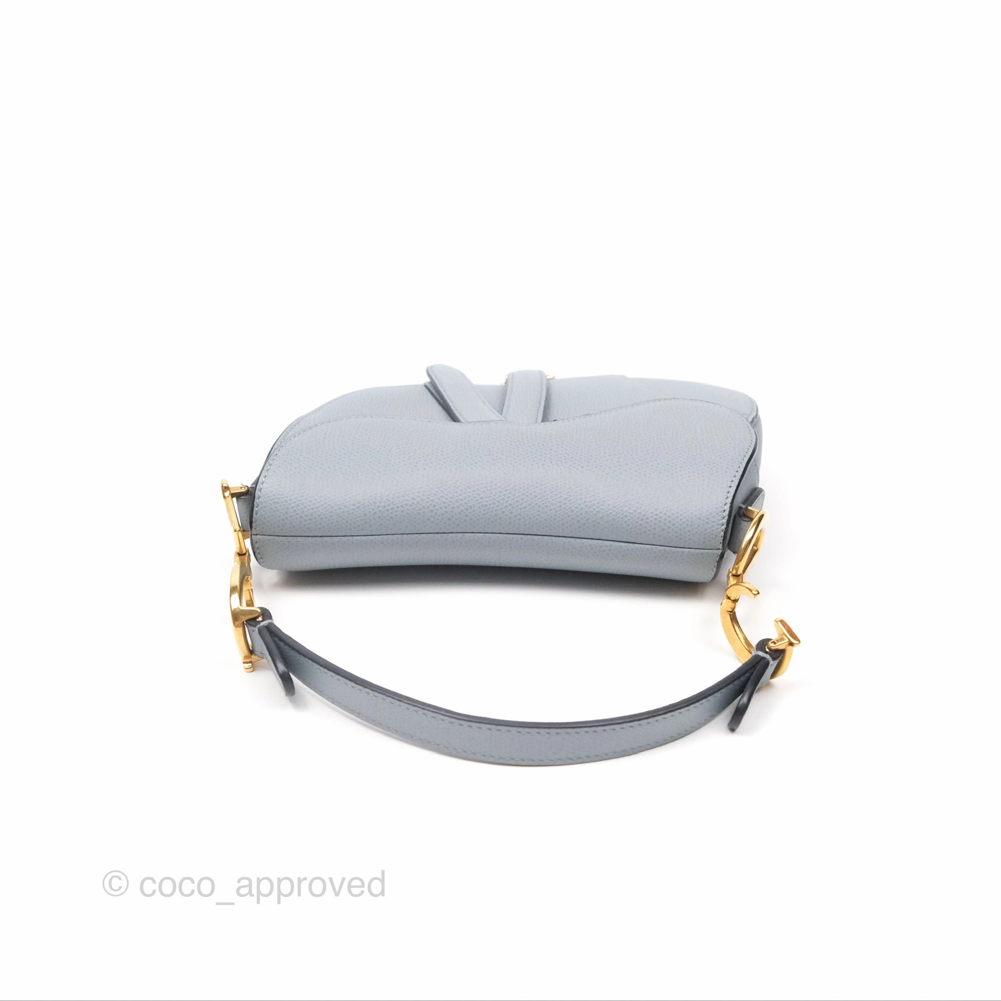 Christian Dior Mini Saddle Bag Cloud Blue Grained Calfskin Gold Hardware