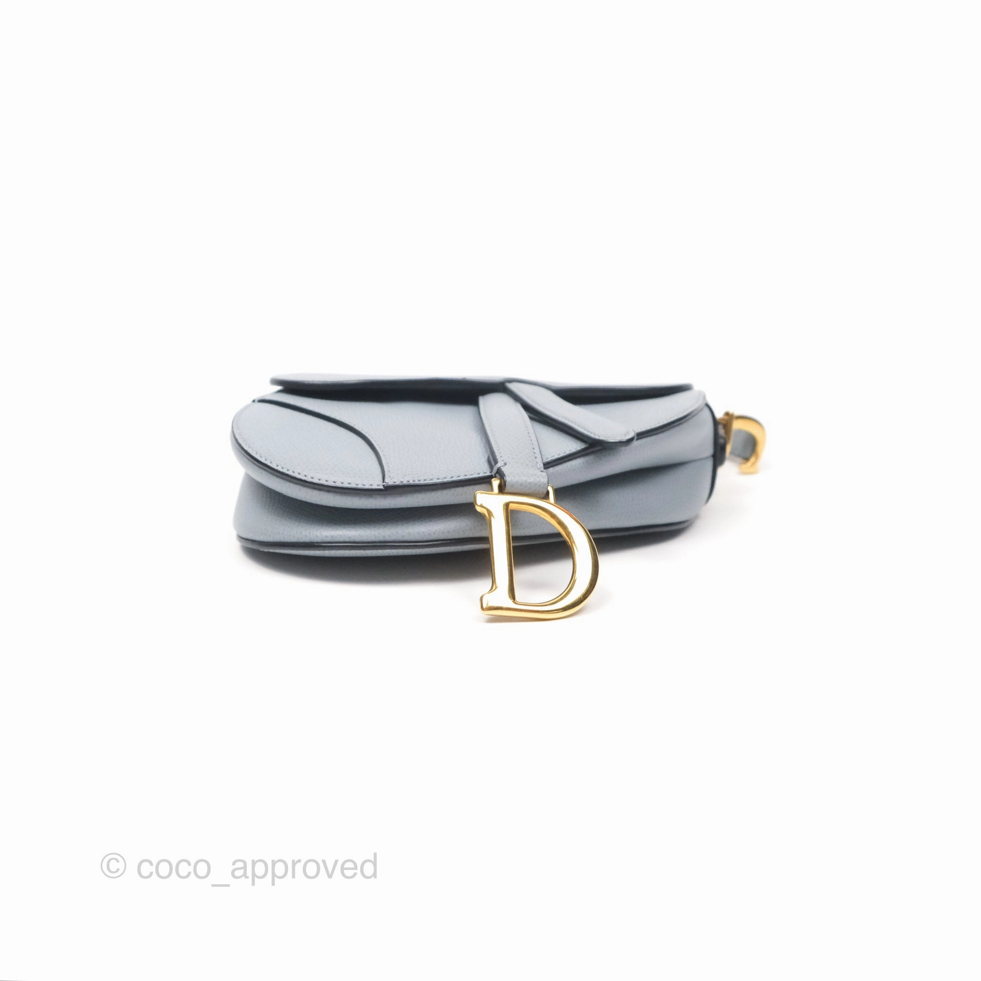 Christian Dior Mini Saddle Bag Cloud Blue Grained Calfskin Gold Hardware