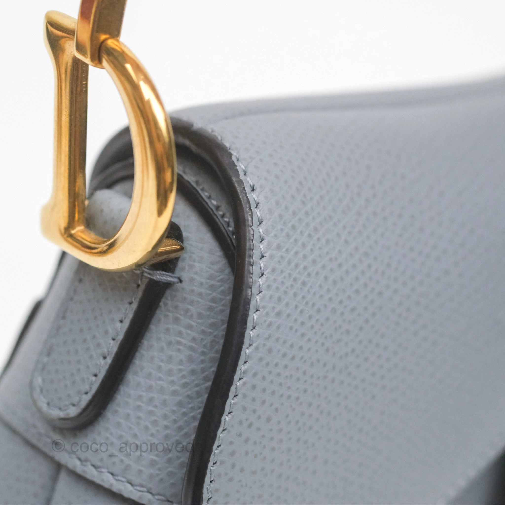 Christian Dior Mini Saddle Bag Cloud Blue Grained Calfskin Gold Hardware