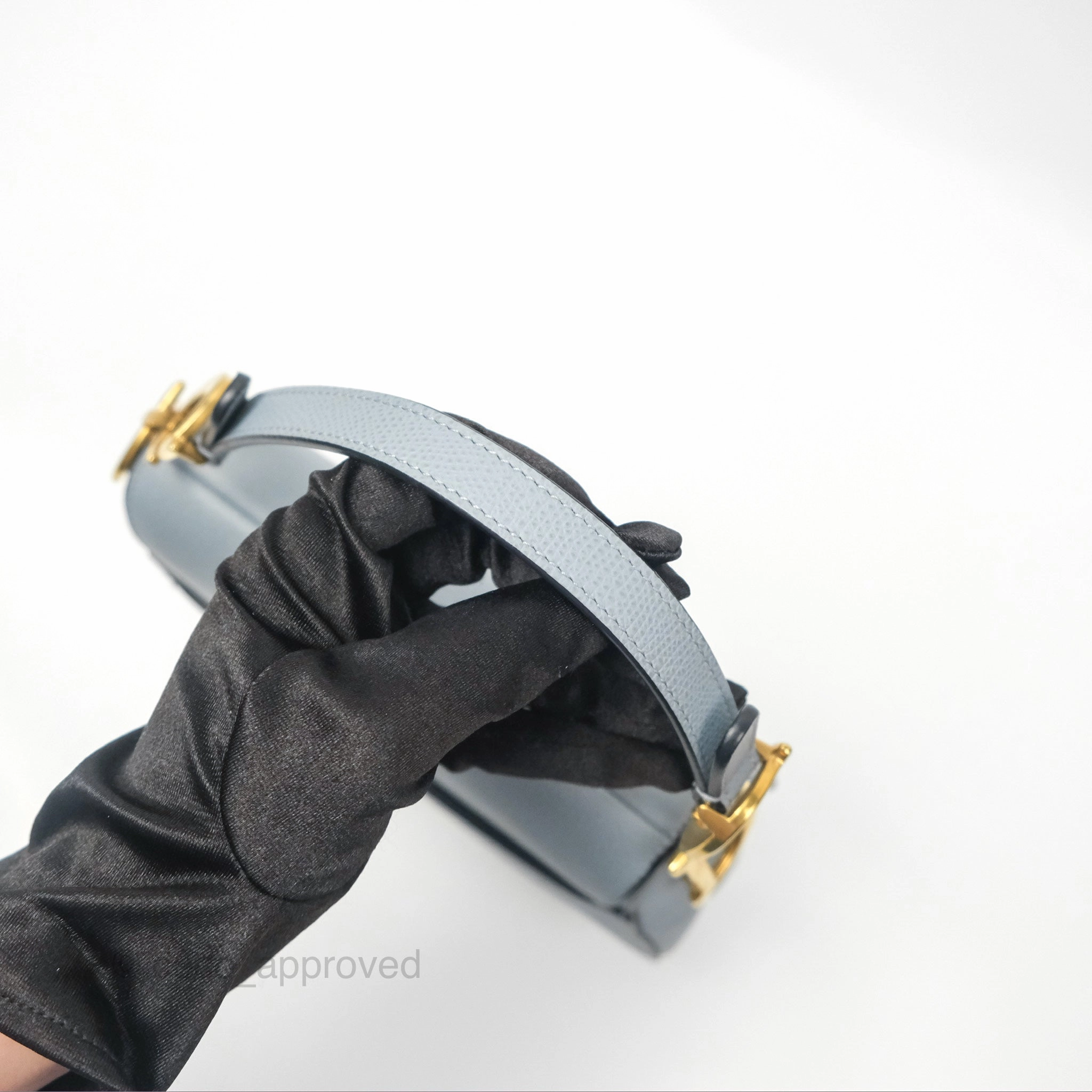 Christian Dior Mini Saddle Bag Cloud Blue Grained Calfskin Gold Hardware