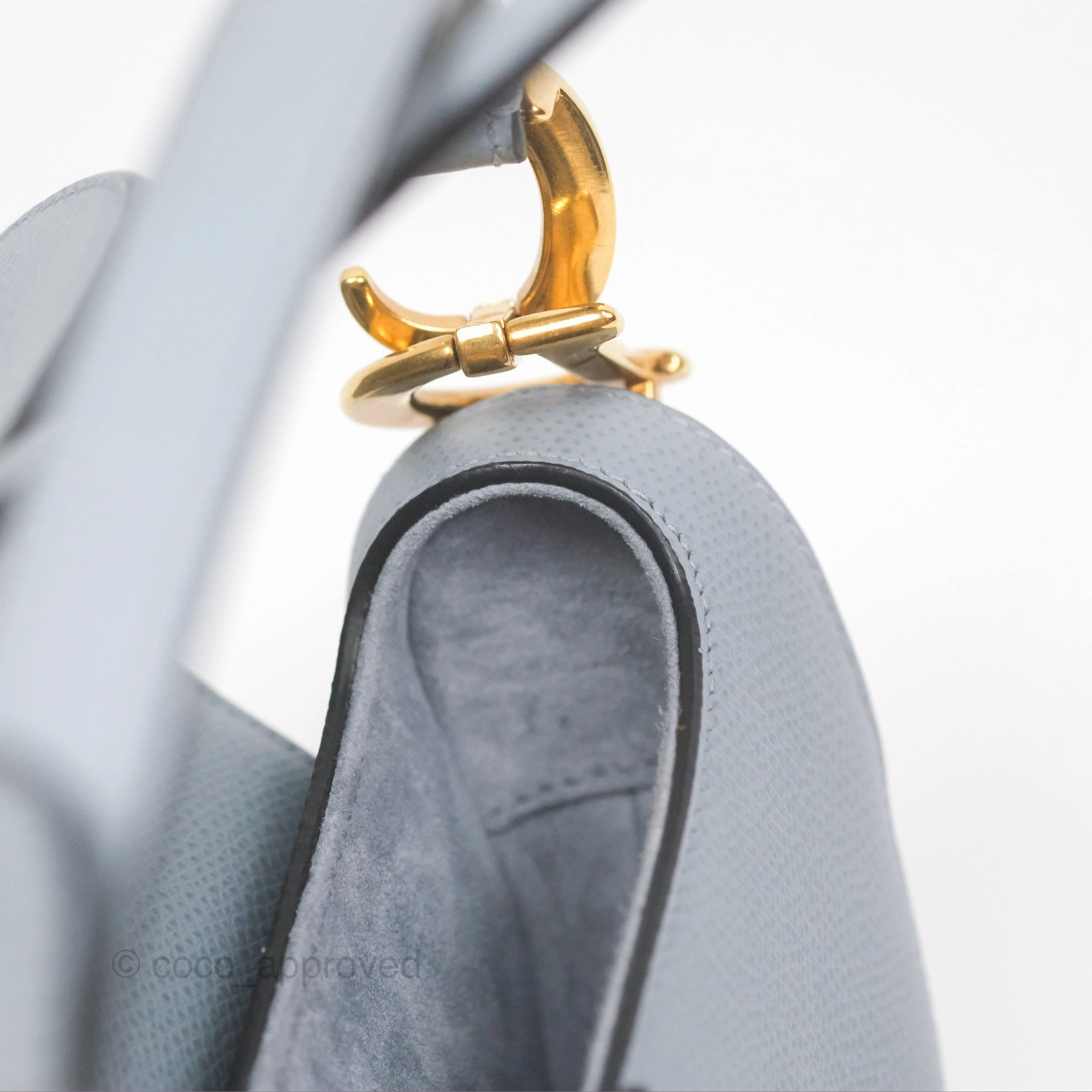 Christian Dior Mini Saddle Bag Cloud Blue Grained Calfskin Gold Hardware