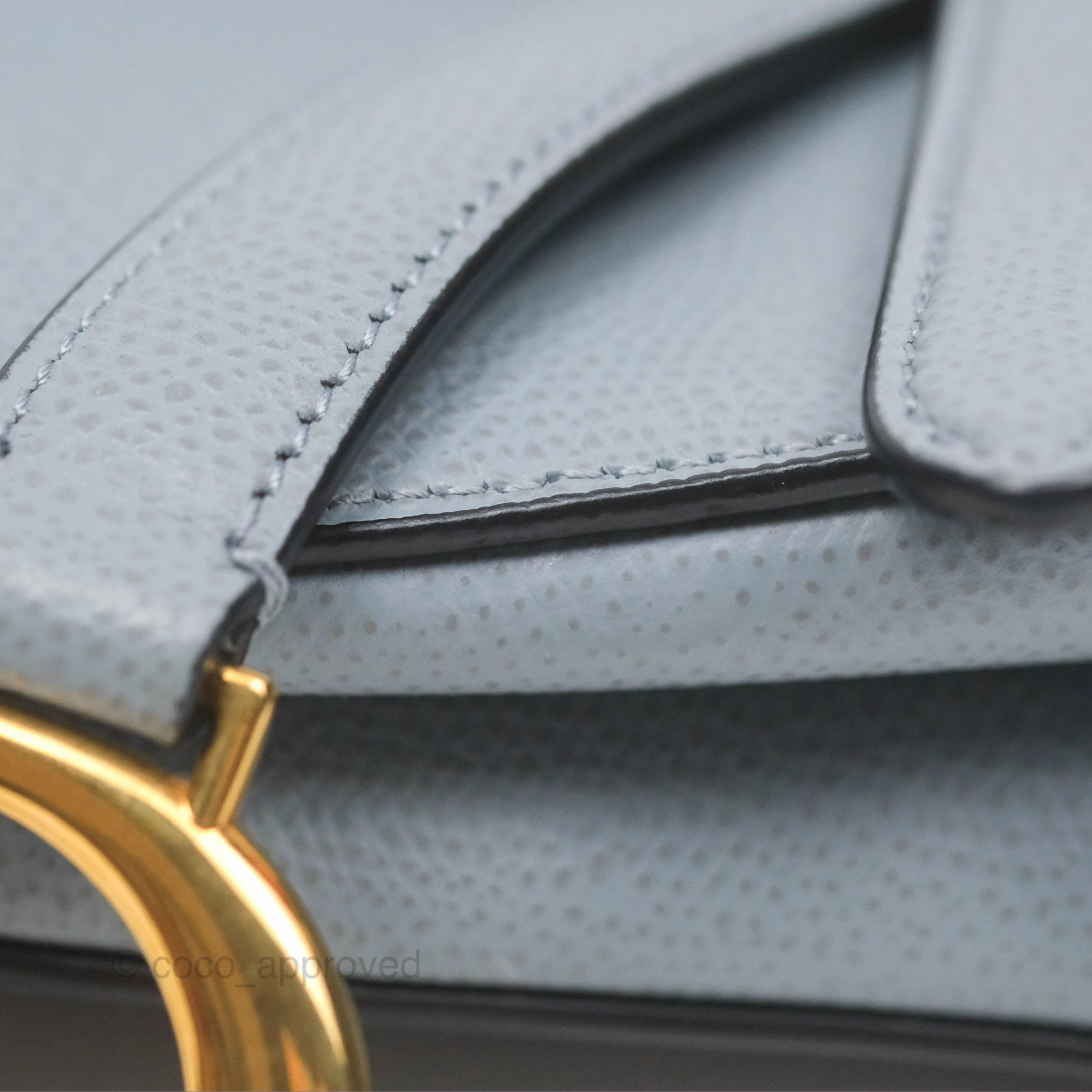 Christian Dior Mini Saddle Bag Cloud Blue Grained Calfskin Gold Hardware