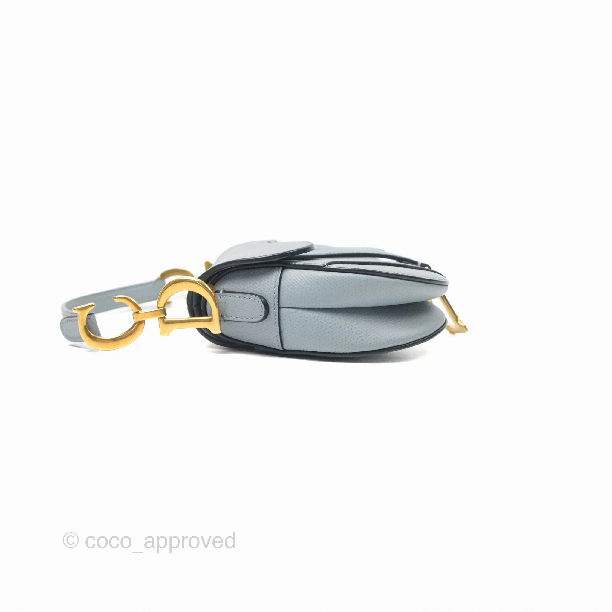 Christian Dior Mini Saddle Bag Cloud Blue Grained Calfskin Gold Hardware