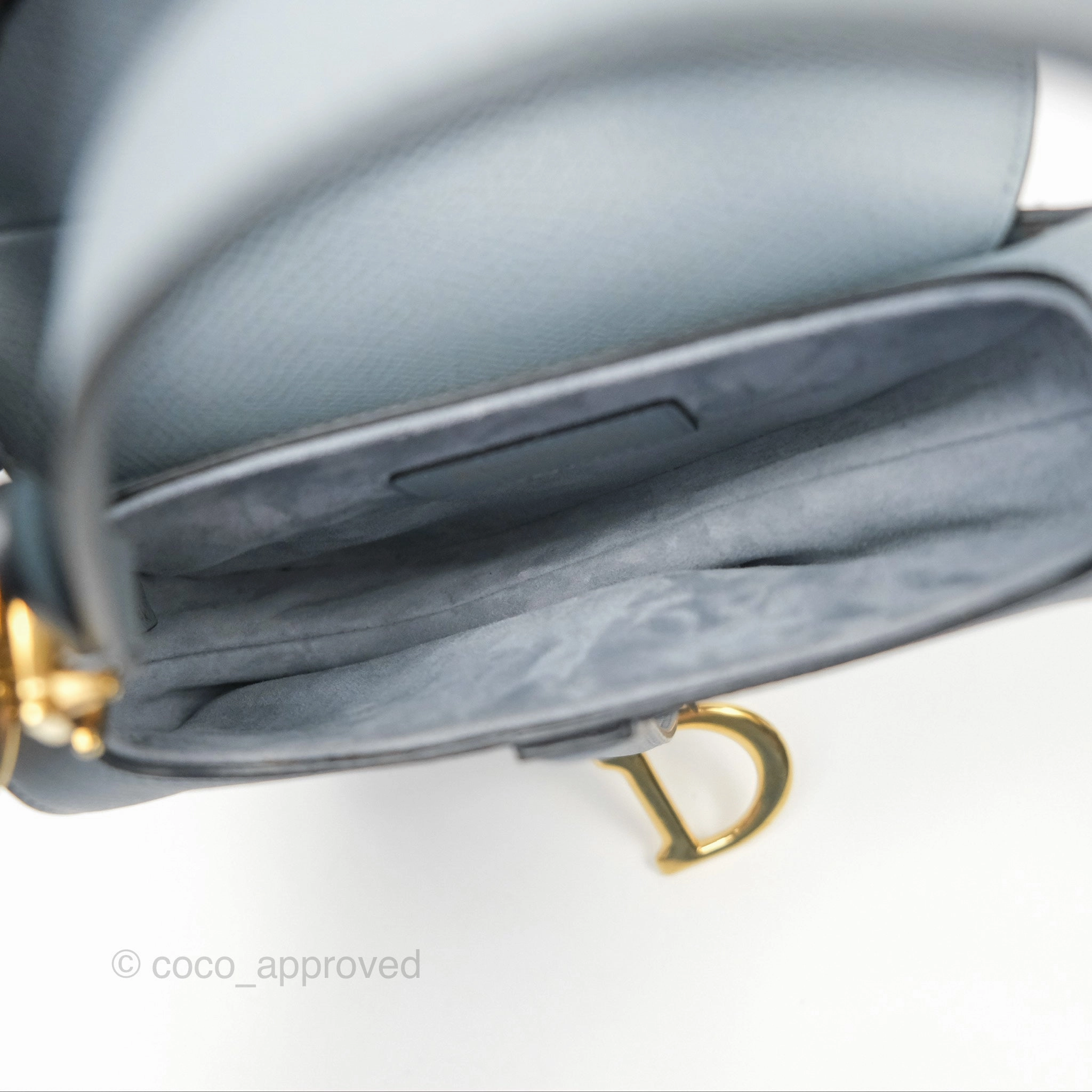 Christian Dior Mini Saddle Bag Cloud Blue Grained Calfskin Gold Hardware