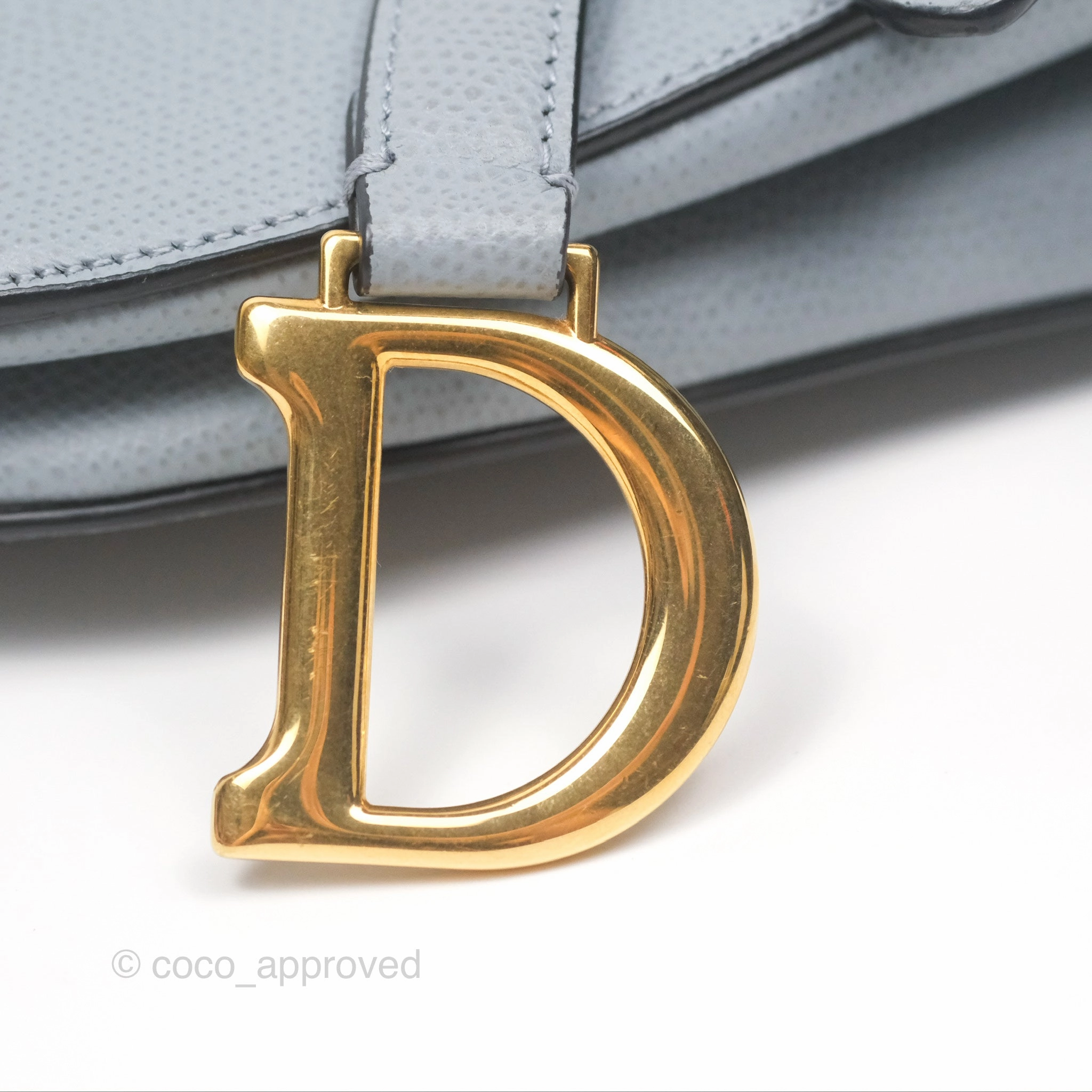 Christian Dior Mini Saddle Bag Cloud Blue Grained Calfskin Gold Hardware