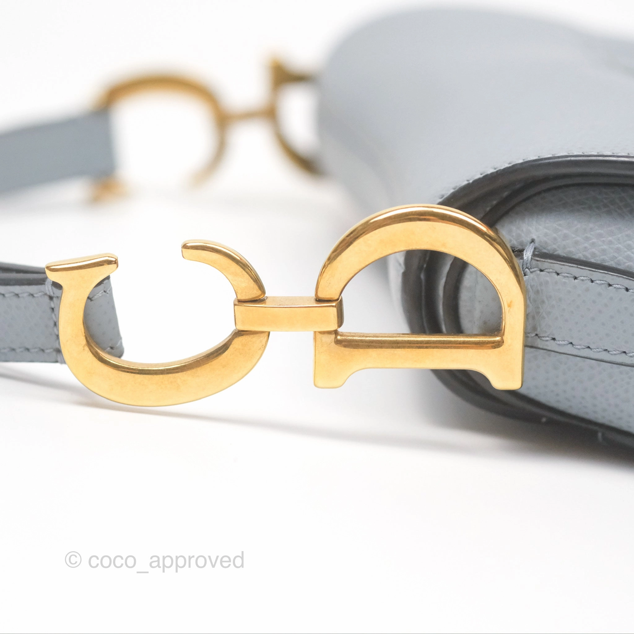 Christian Dior Mini Saddle Bag Cloud Blue Grained Calfskin Gold Hardware