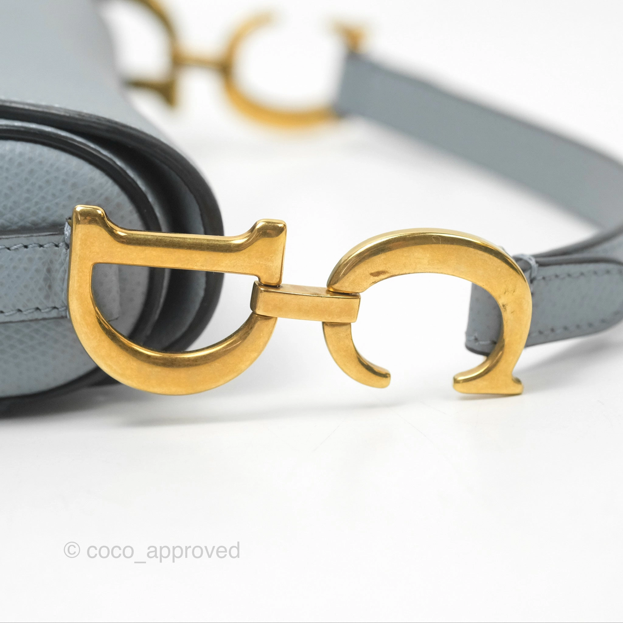 Christian Dior Mini Saddle Bag Cloud Blue Grained Calfskin Gold Hardware
