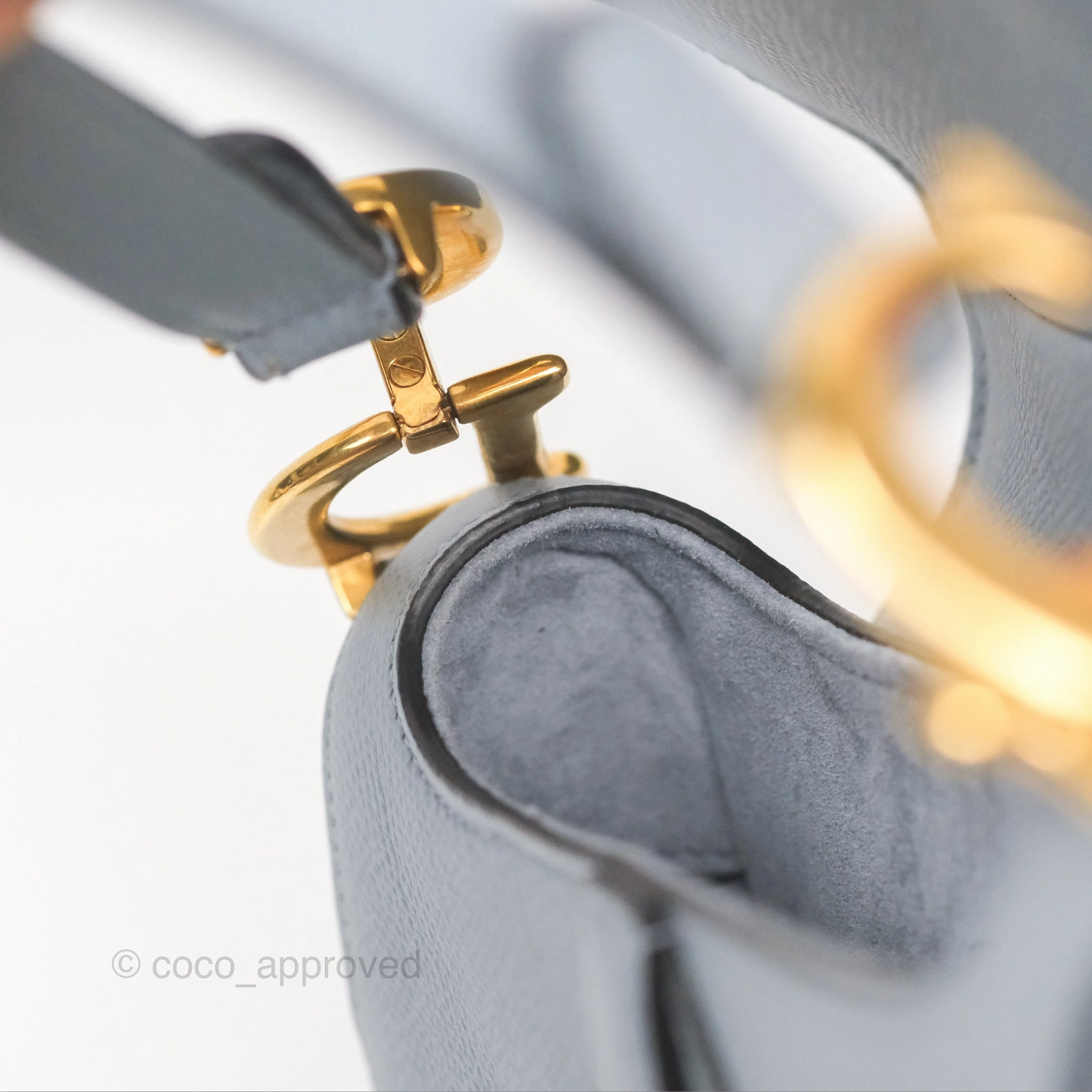 Christian Dior Mini Saddle Bag Cloud Blue Grained Calfskin Gold Hardware