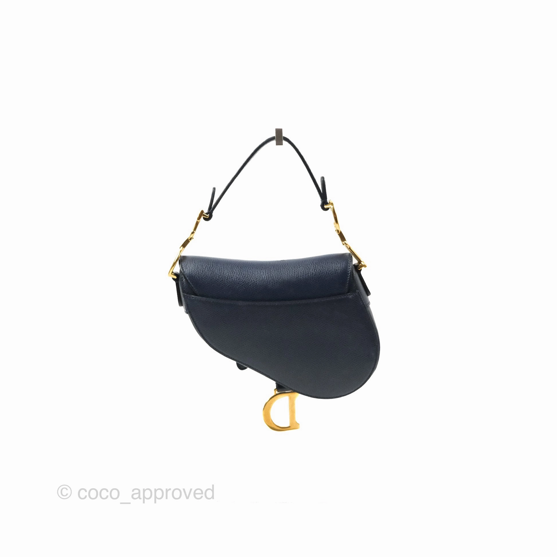 Christian Dior Mini Saddle Bag Navy Grained Calfskin Gold Hardware