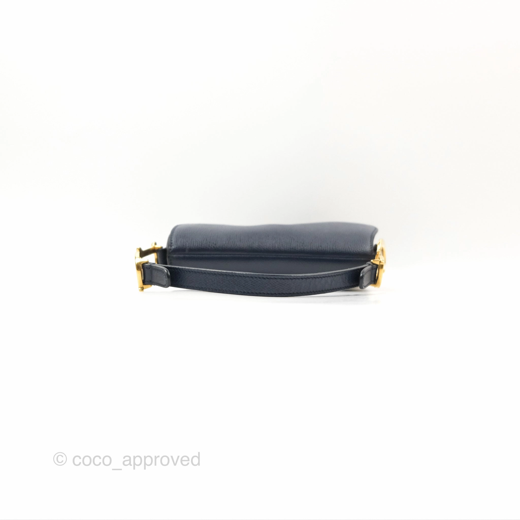 Christian Dior Mini Saddle Bag Navy Grained Calfskin Gold Hardware