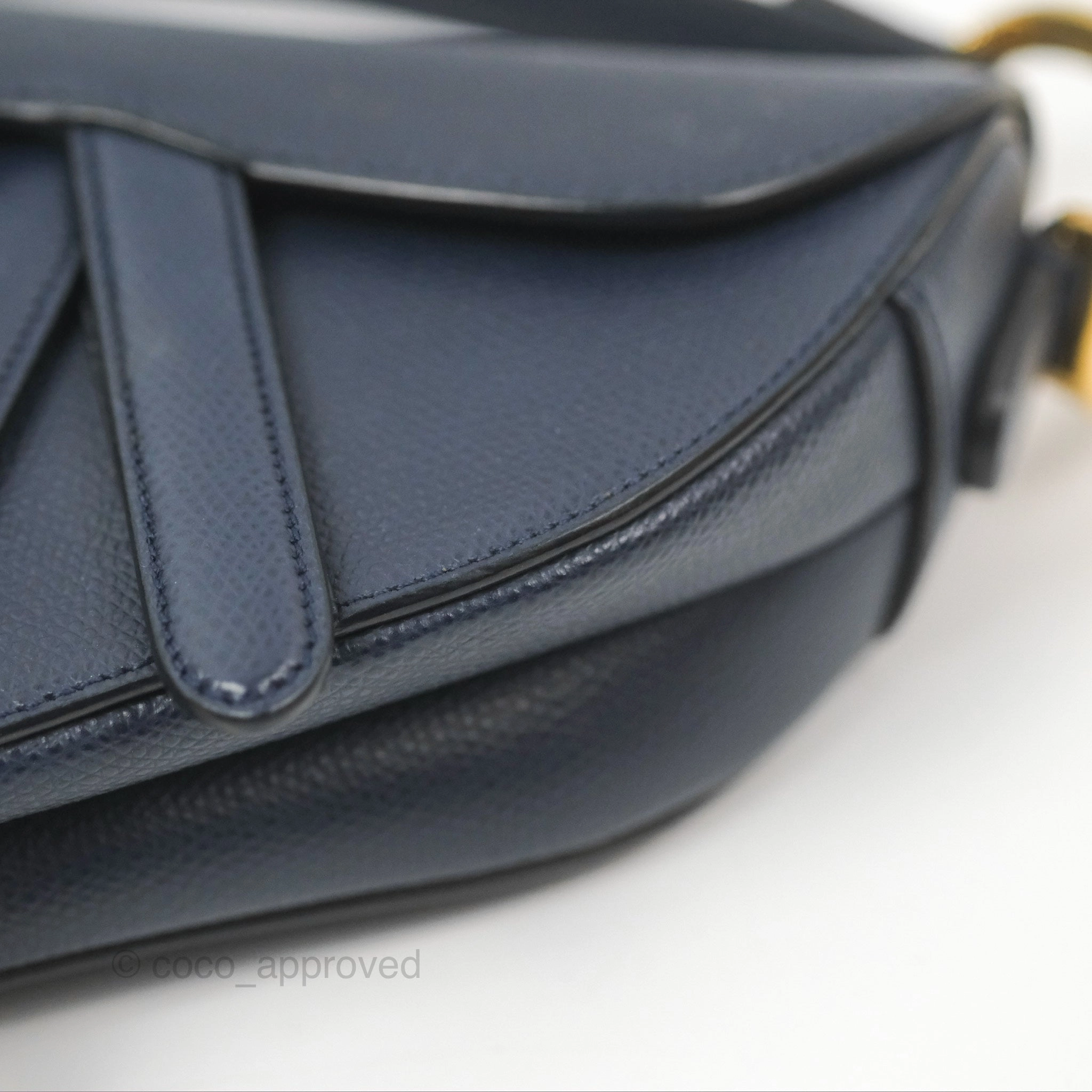 Christian Dior Mini Saddle Bag Navy Grained Calfskin Gold Hardware