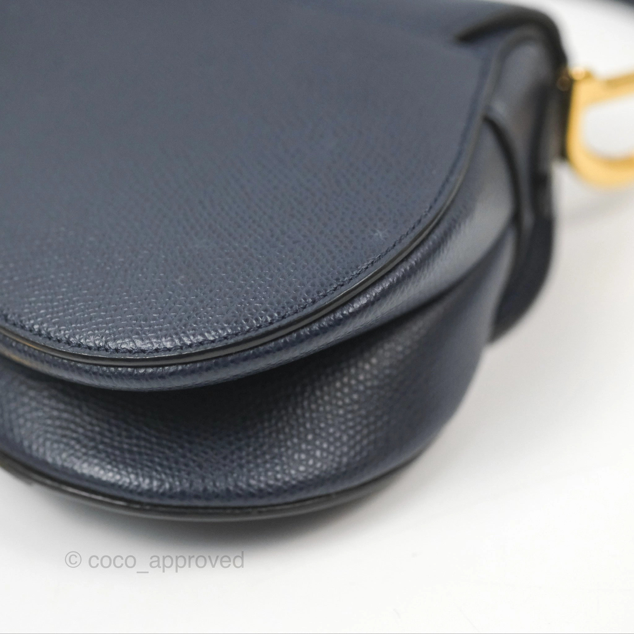 Christian Dior Mini Saddle Bag Navy Grained Calfskin Gold Hardware