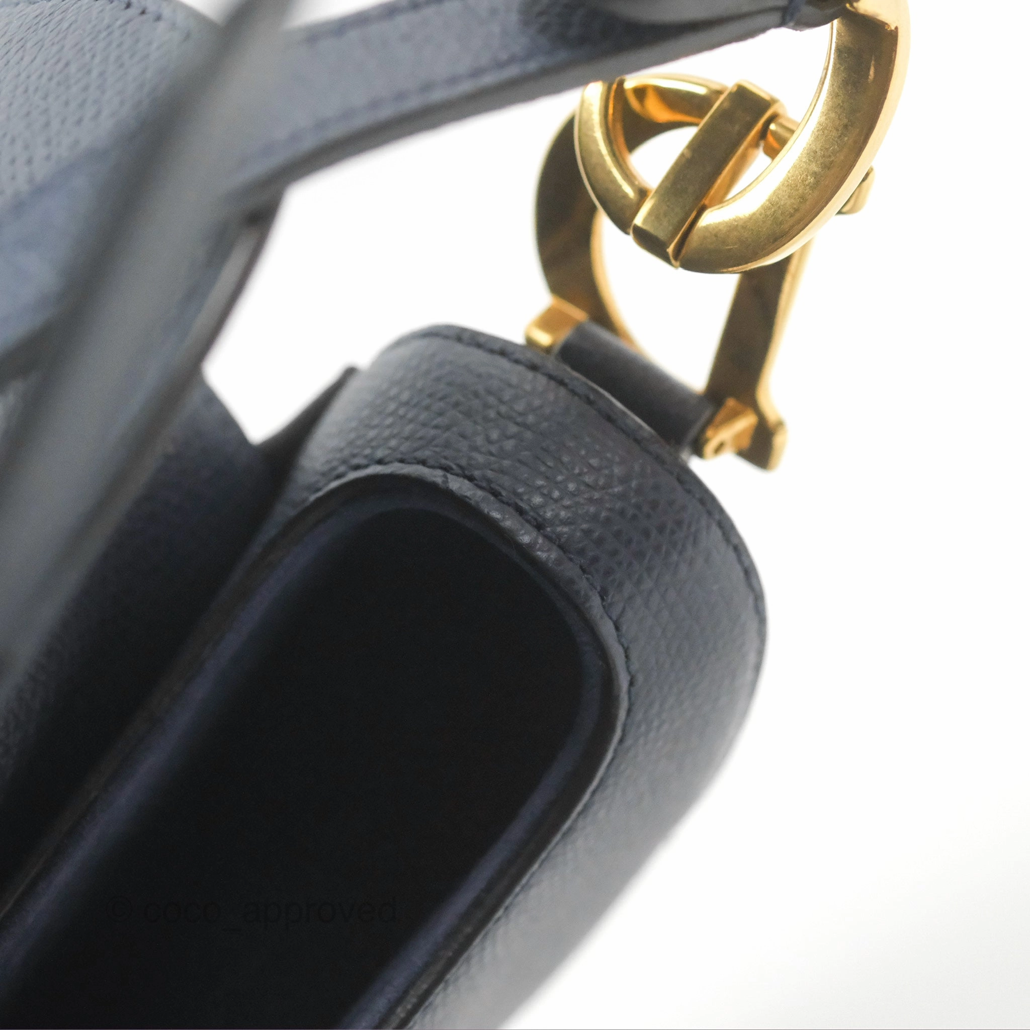 Christian Dior Mini Saddle Bag Navy Grained Calfskin Gold Hardware
