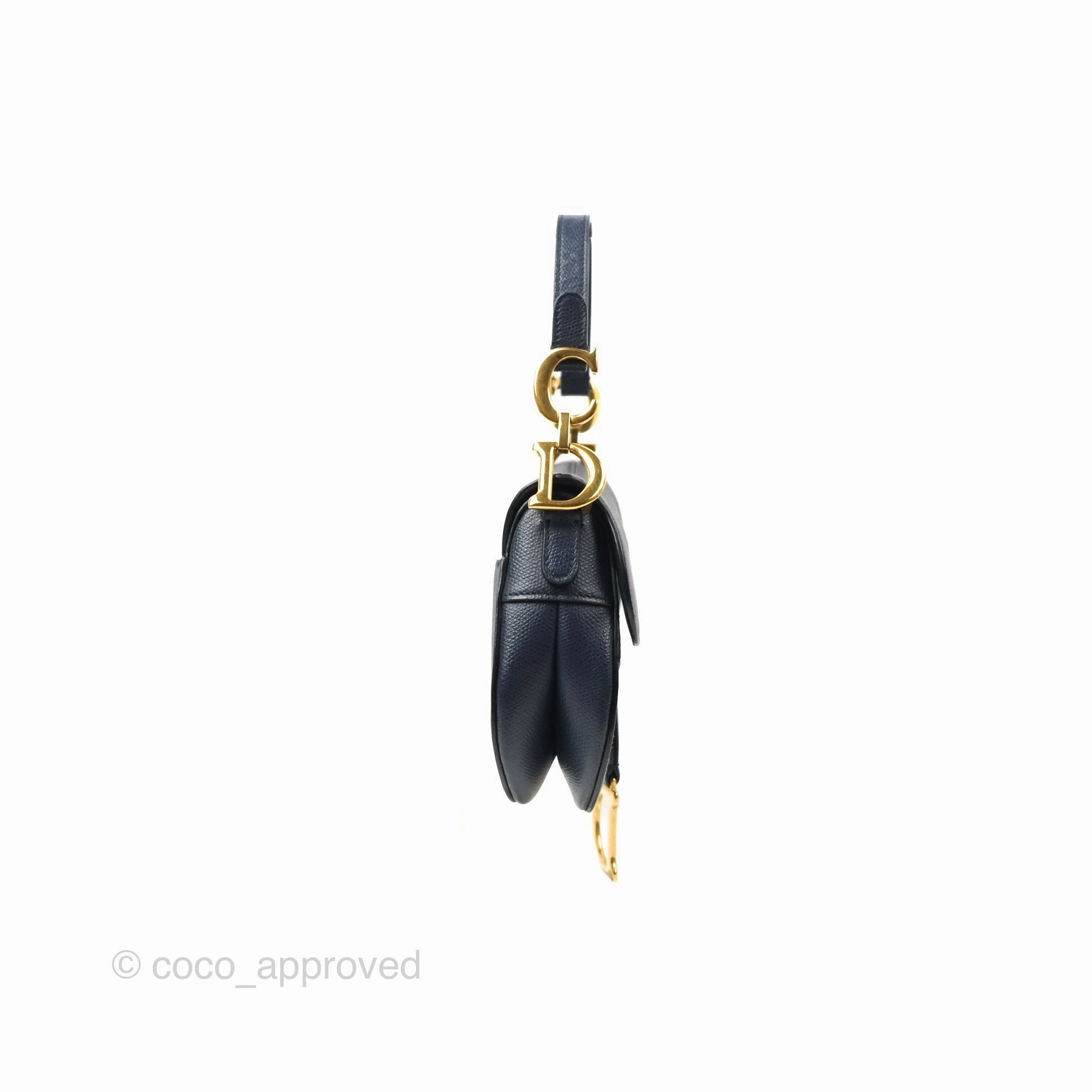 Christian Dior Mini Saddle Bag Navy Grained Calfskin Gold Hardware