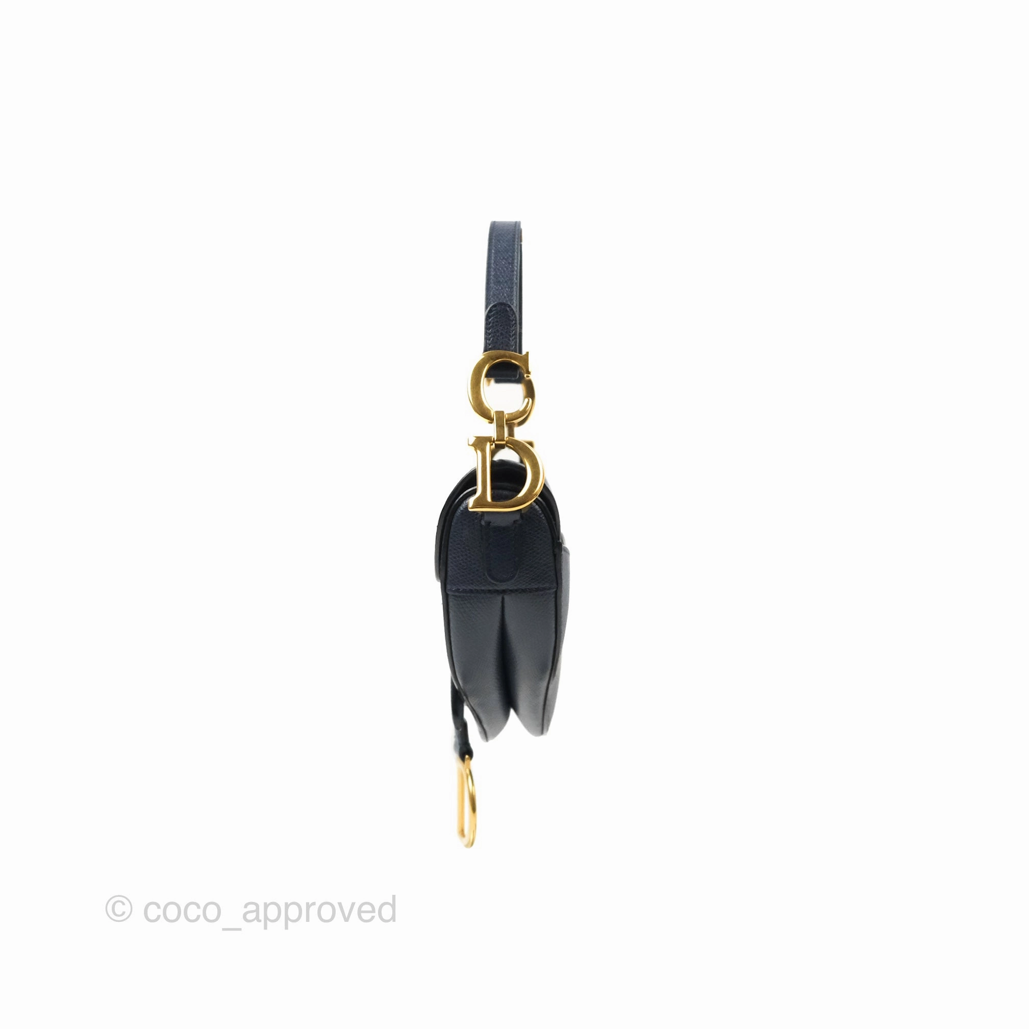 Christian Dior Mini Saddle Bag Navy Grained Calfskin Gold Hardware