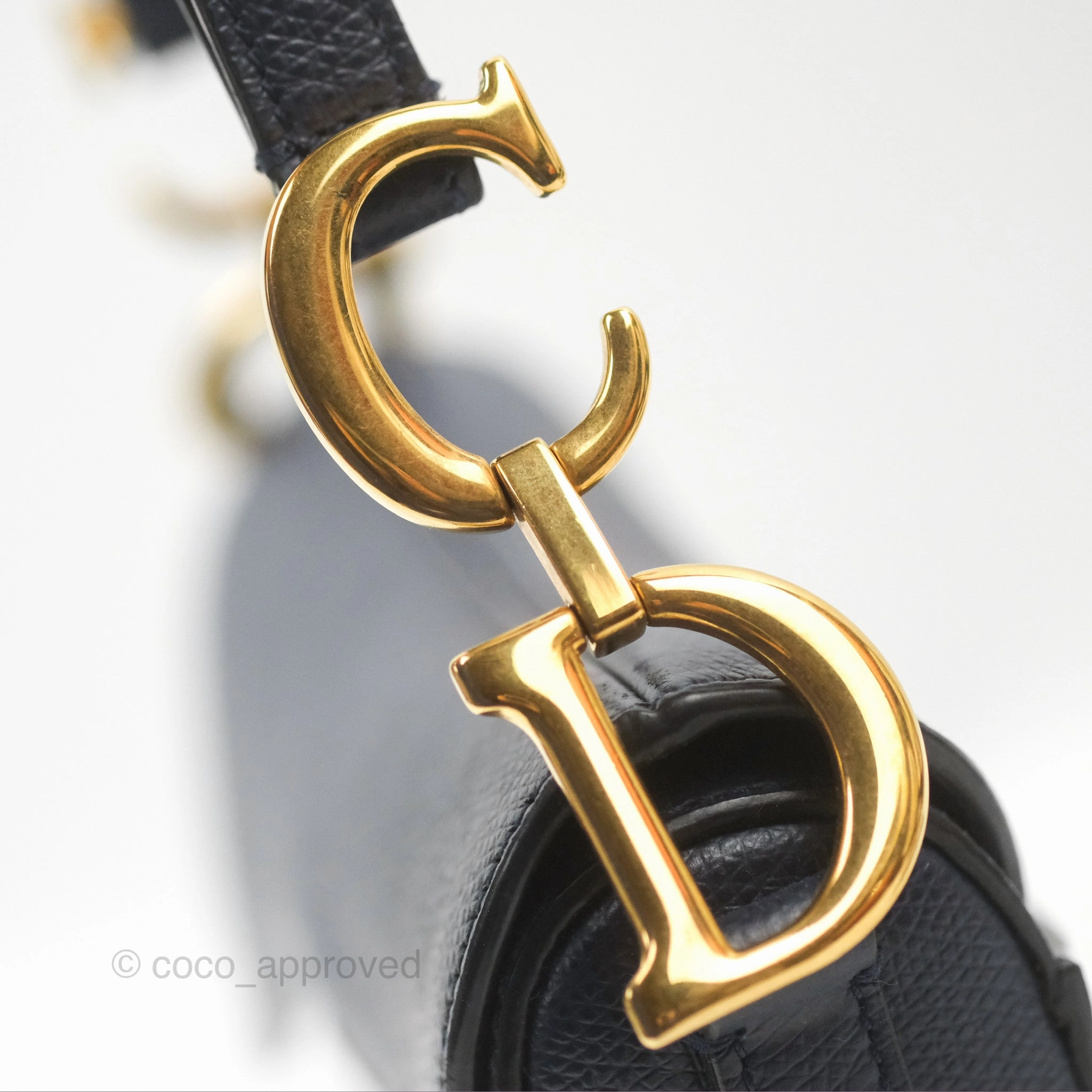 Christian Dior Mini Saddle Bag Navy Grained Calfskin Gold Hardware