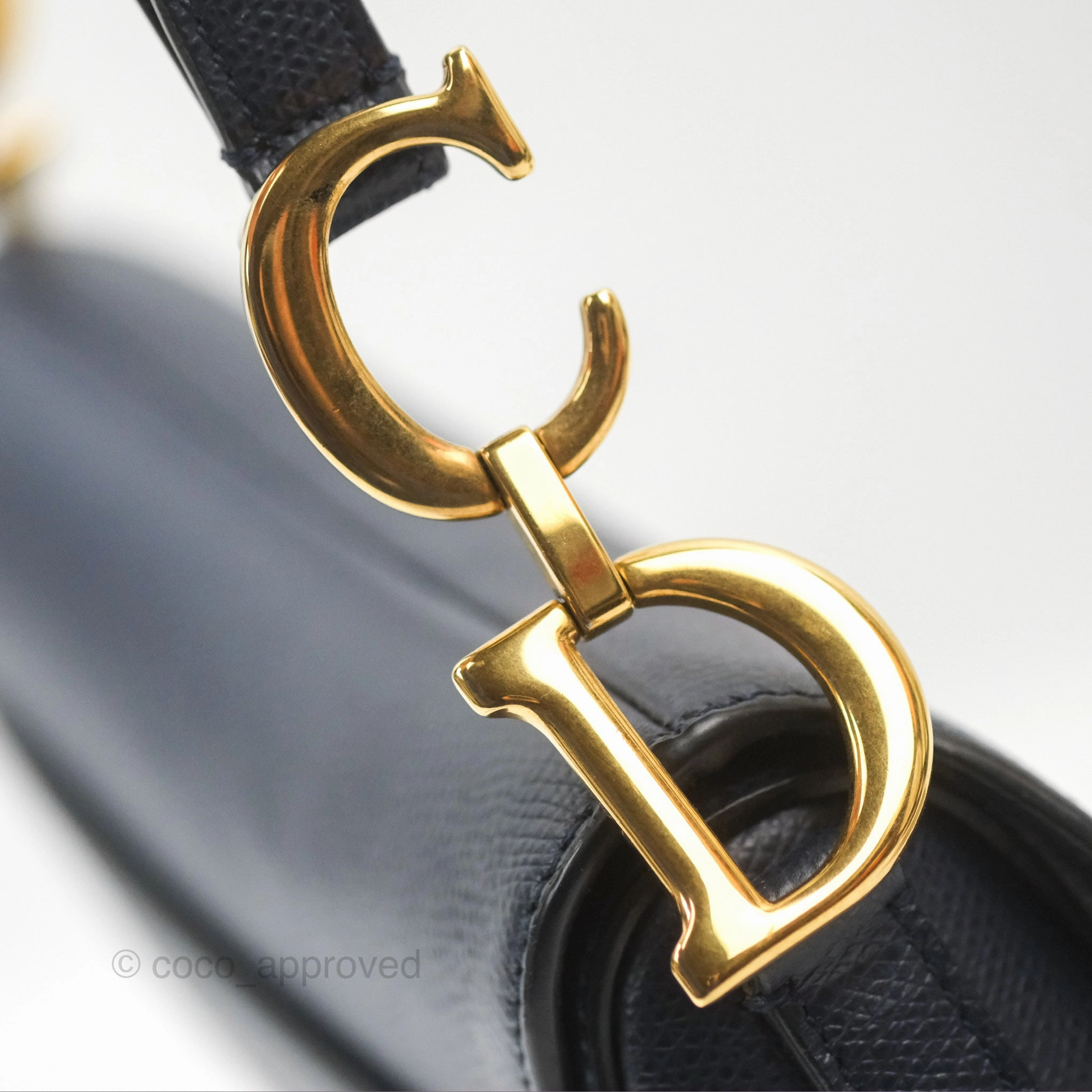 Christian Dior Mini Saddle Bag Navy Grained Calfskin Gold Hardware