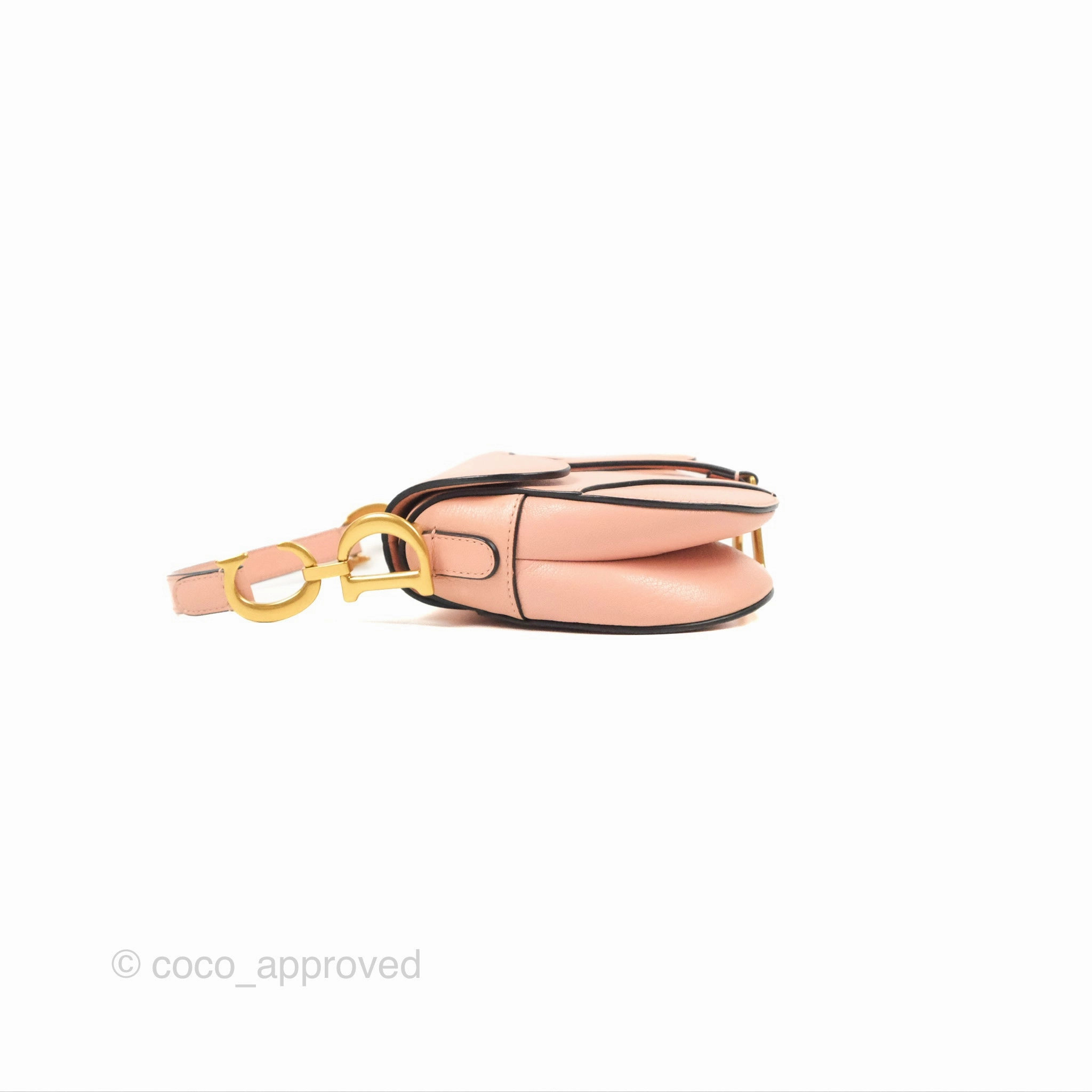 Christian Dior Mini Saddle Bag Pink Goatskin Gold Hardware