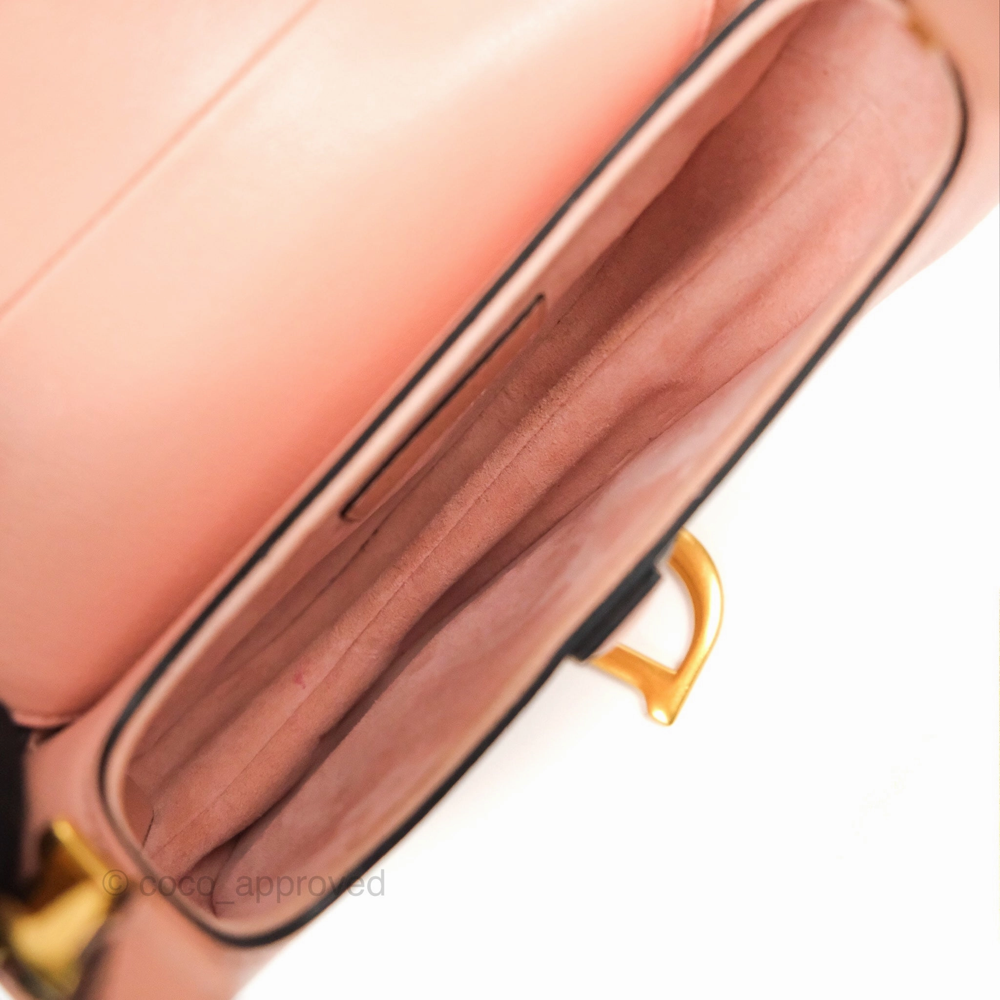 Christian Dior Mini Saddle Bag Pink Goatskin Gold Hardware