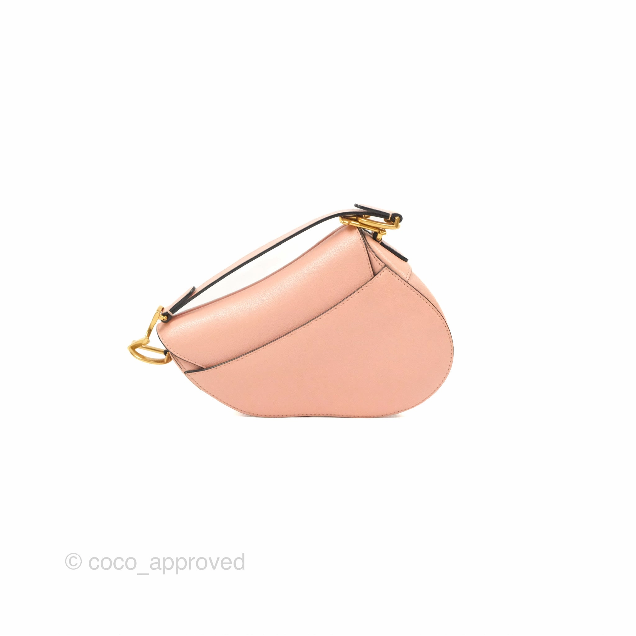Christian Dior Mini Saddle Bag Pink Goatskin Gold Hardware