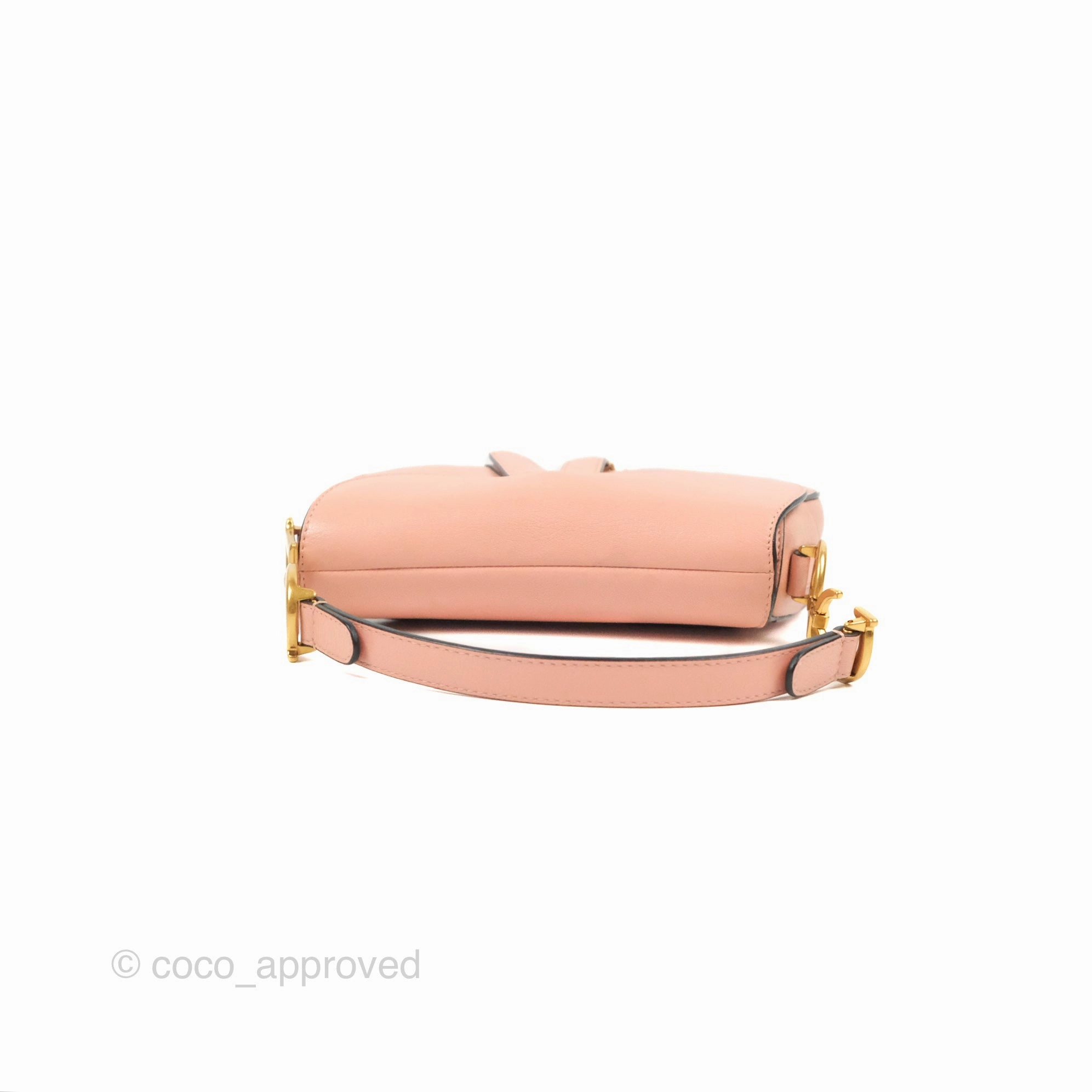 Christian Dior Mini Saddle Bag Pink Goatskin Gold Hardware