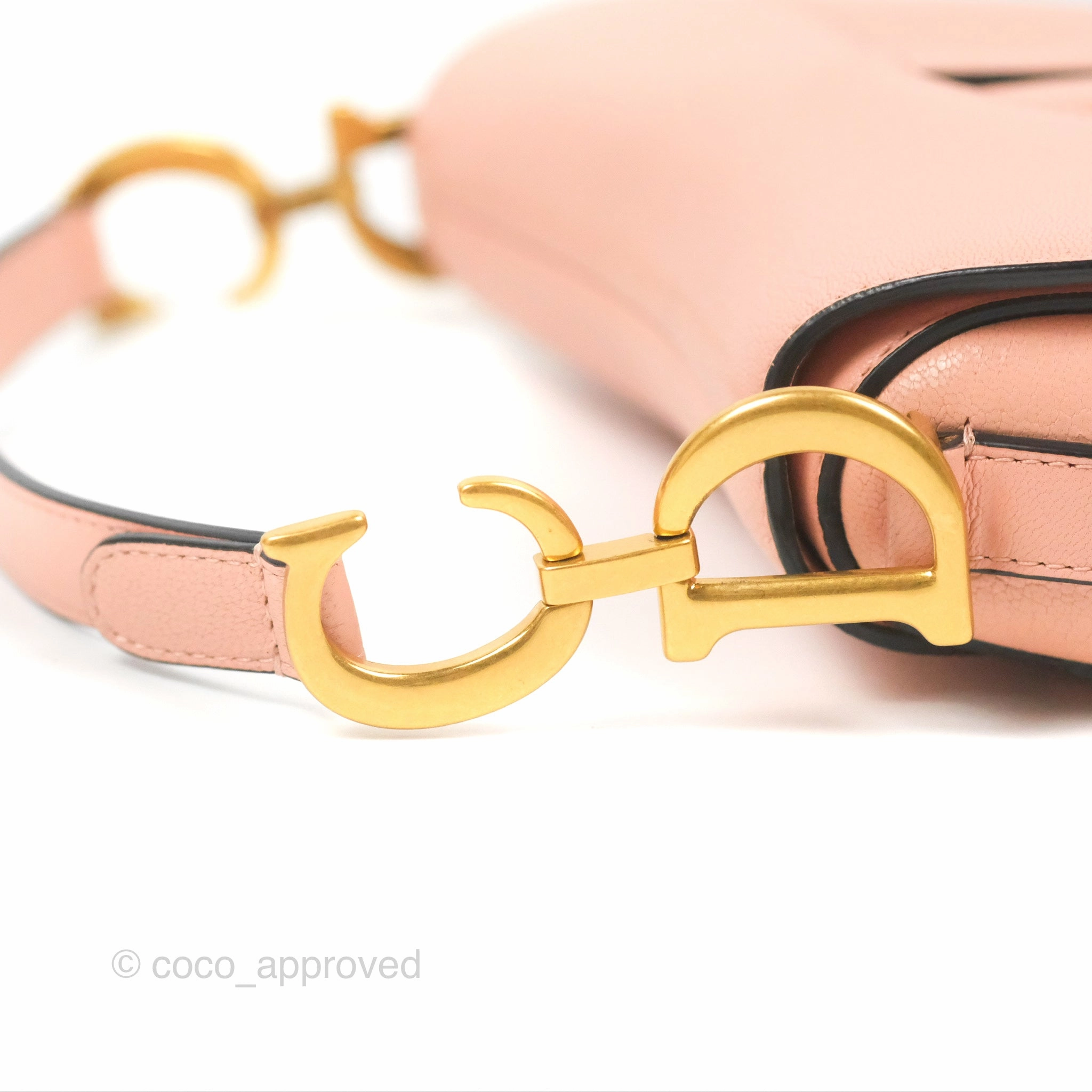 Christian Dior Mini Saddle Bag Pink Goatskin Gold Hardware