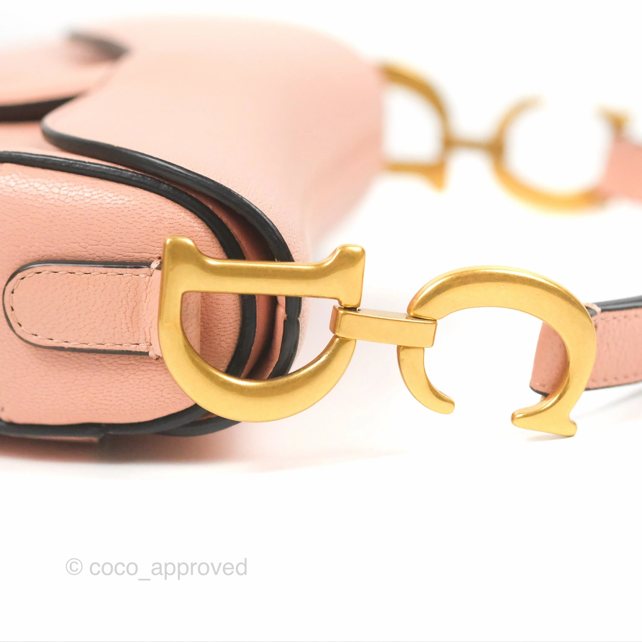 Christian Dior Mini Saddle Bag Pink Goatskin Gold Hardware