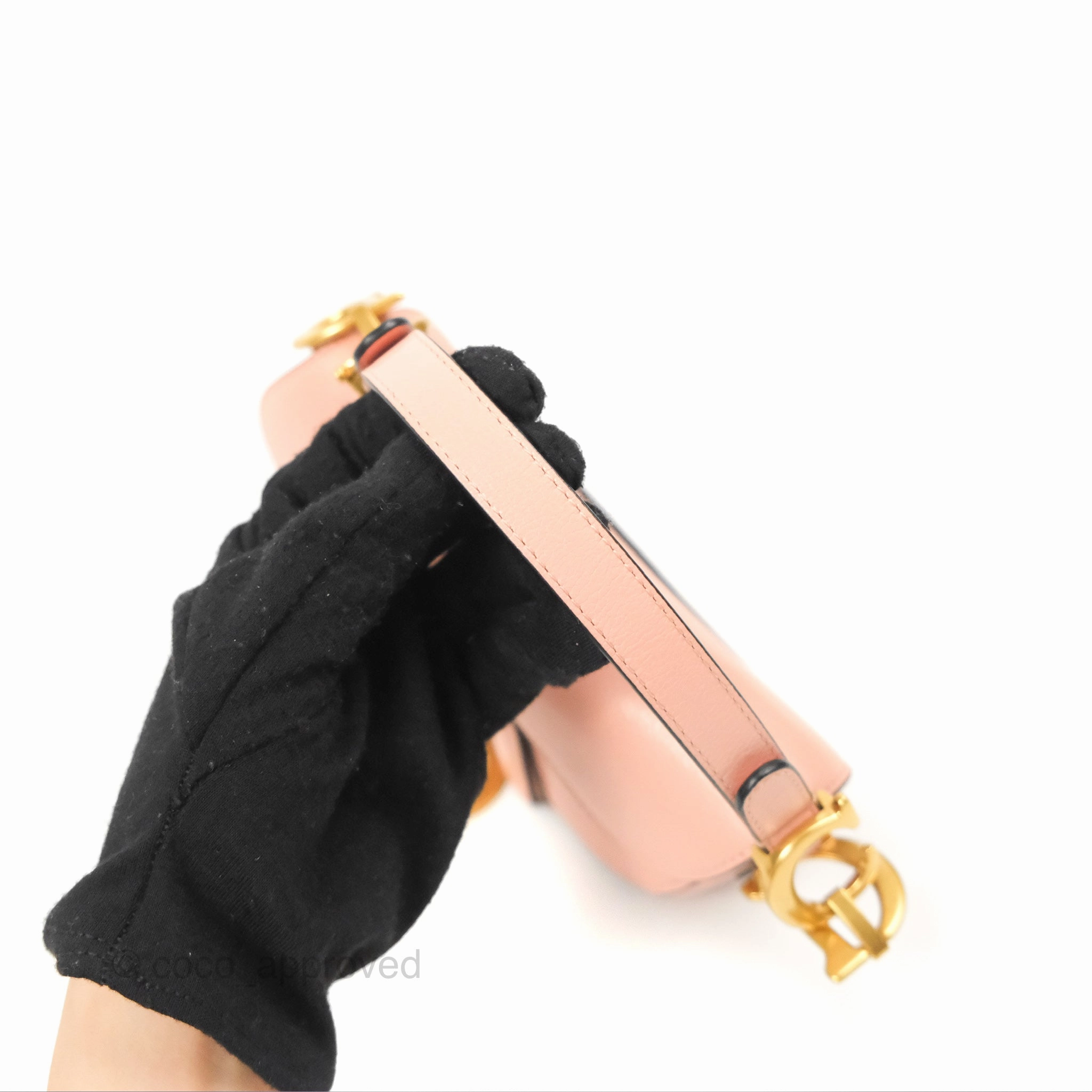 Christian Dior Mini Saddle Bag Pink Goatskin Gold Hardware