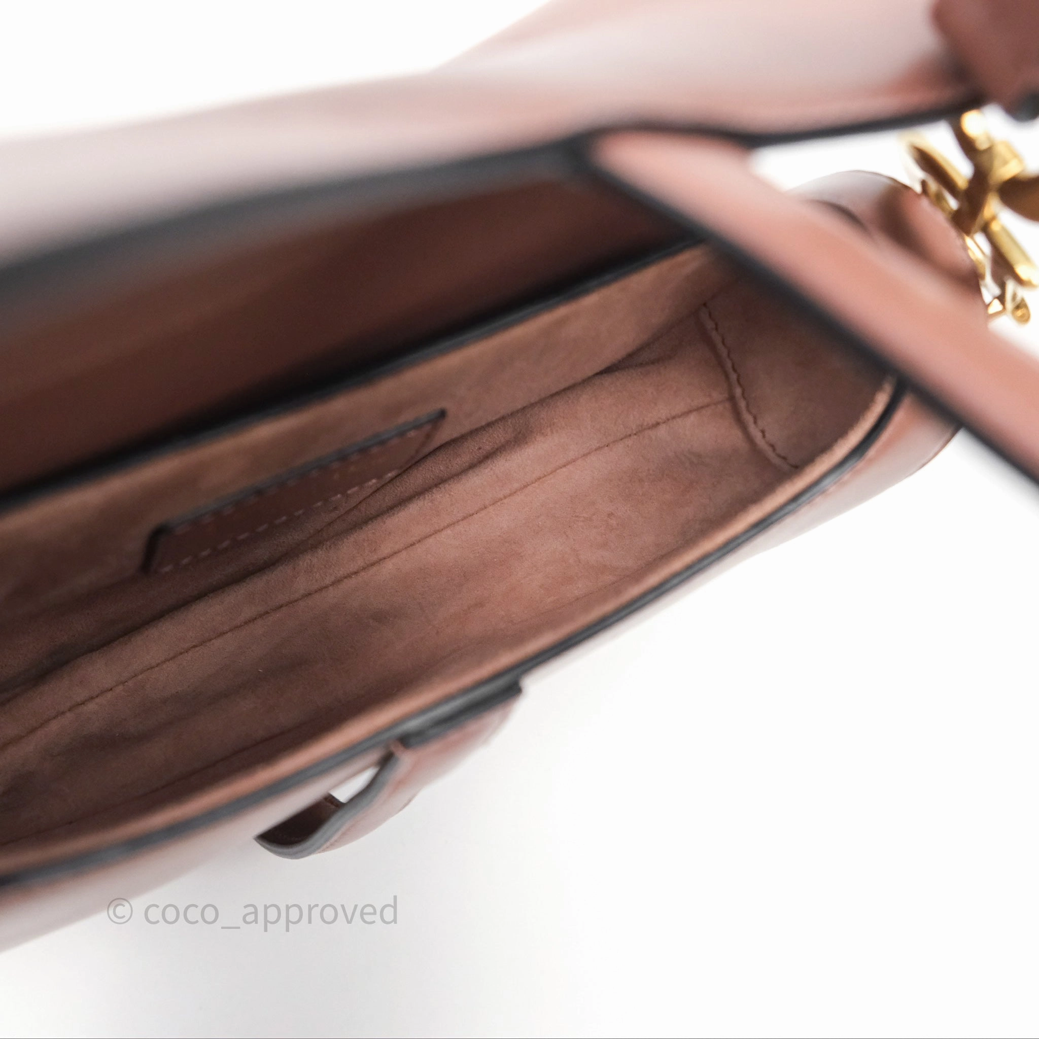 Christian Dior Mini Saddle Bag Rose Taupe Grained Calfskin Gold Hardware