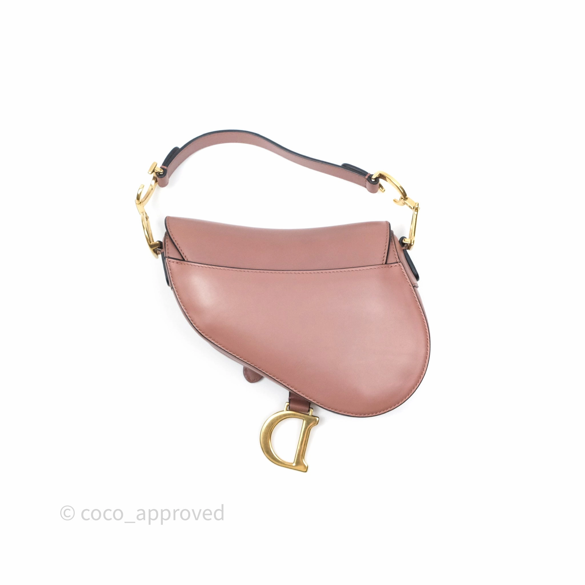 Christian Dior Mini Saddle Bag Rose Taupe Grained Calfskin Gold Hardware