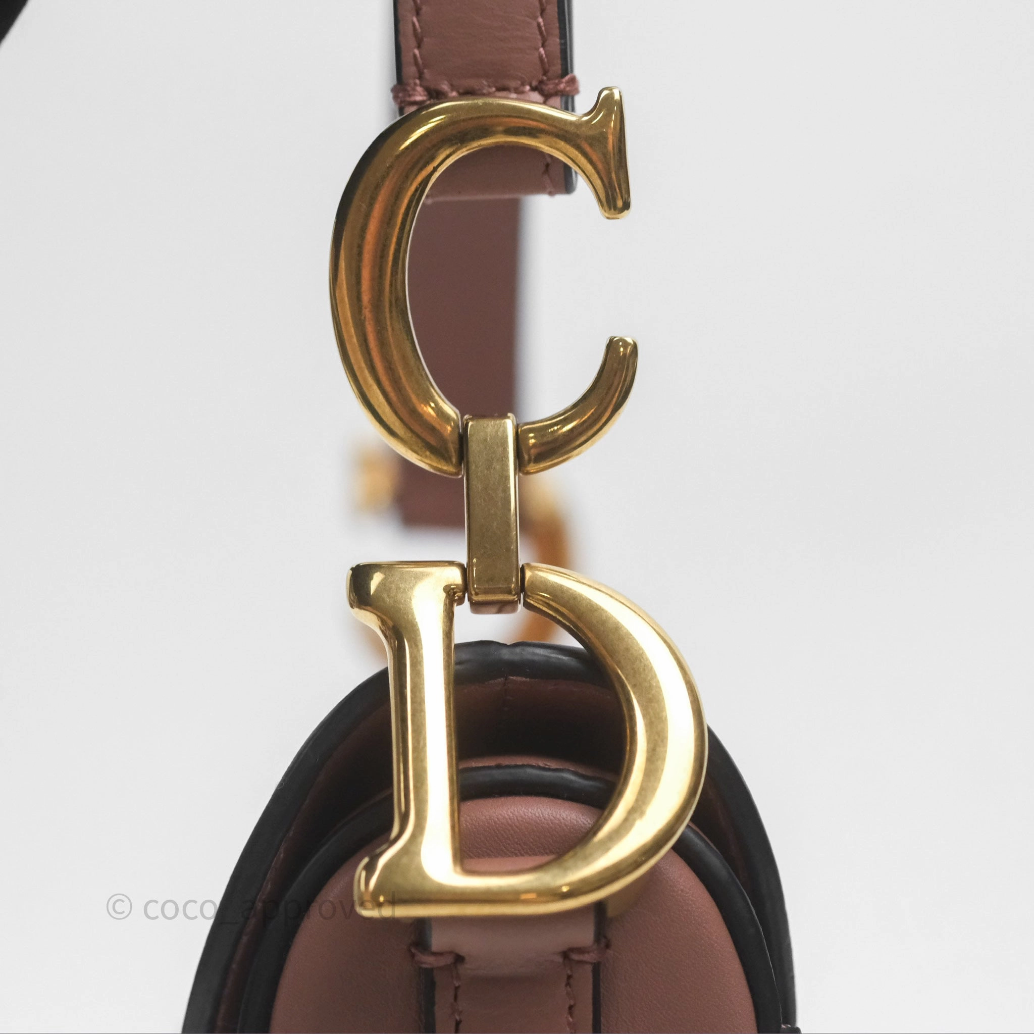 Christian Dior Mini Saddle Bag Rose Taupe Grained Calfskin Gold Hardware