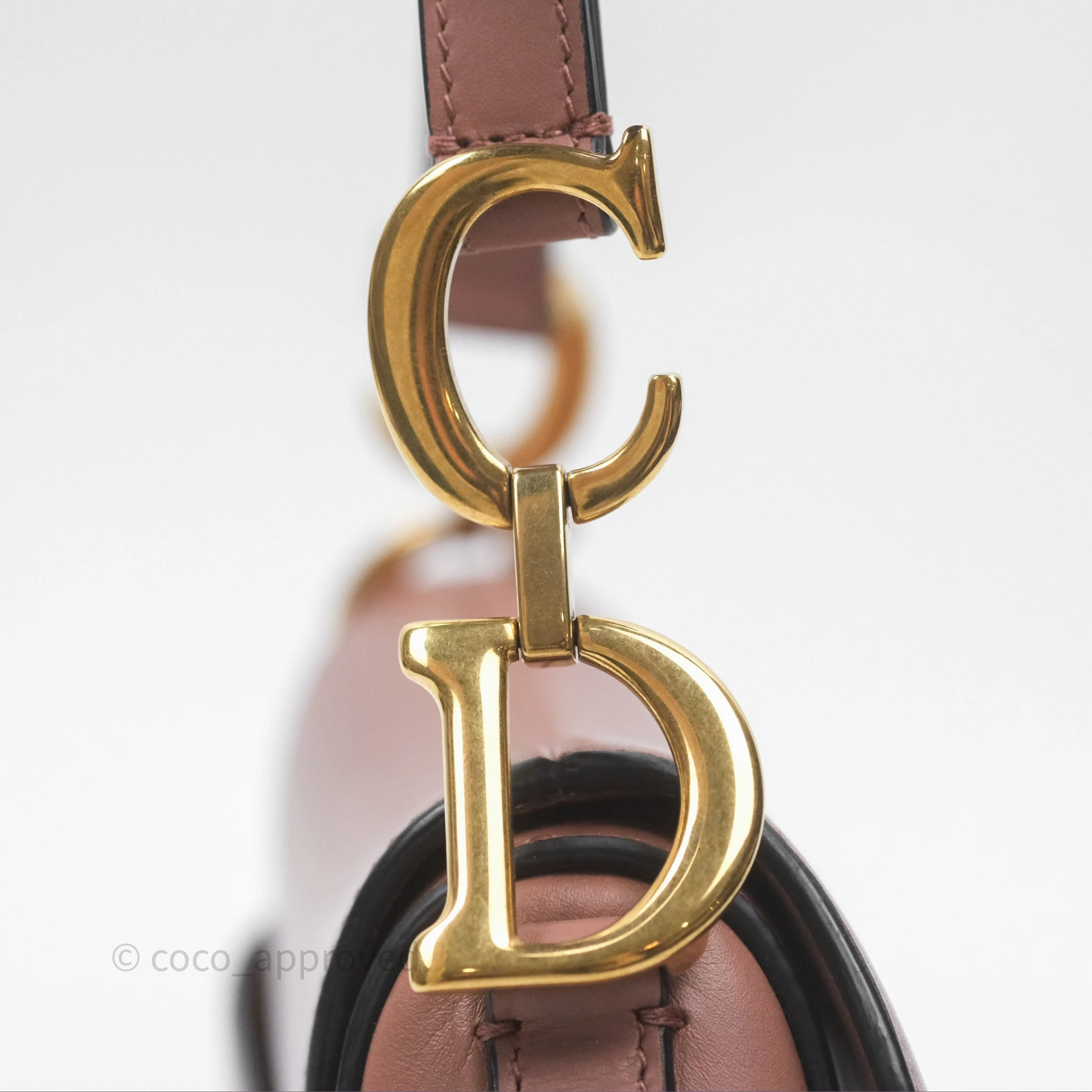 Christian Dior Mini Saddle Bag Rose Taupe Grained Calfskin Gold Hardware