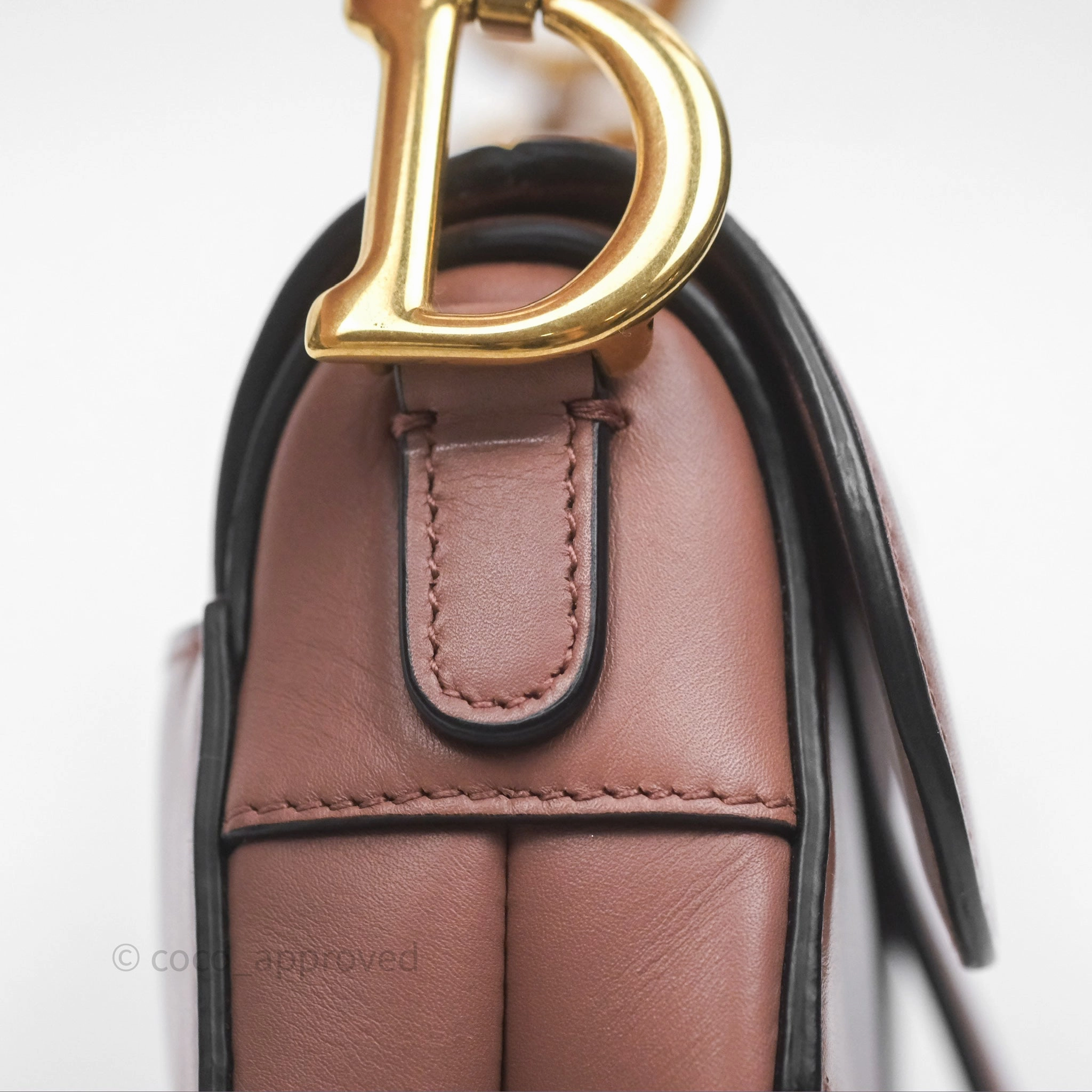 Christian Dior Mini Saddle Bag Rose Taupe Grained Calfskin Gold Hardware