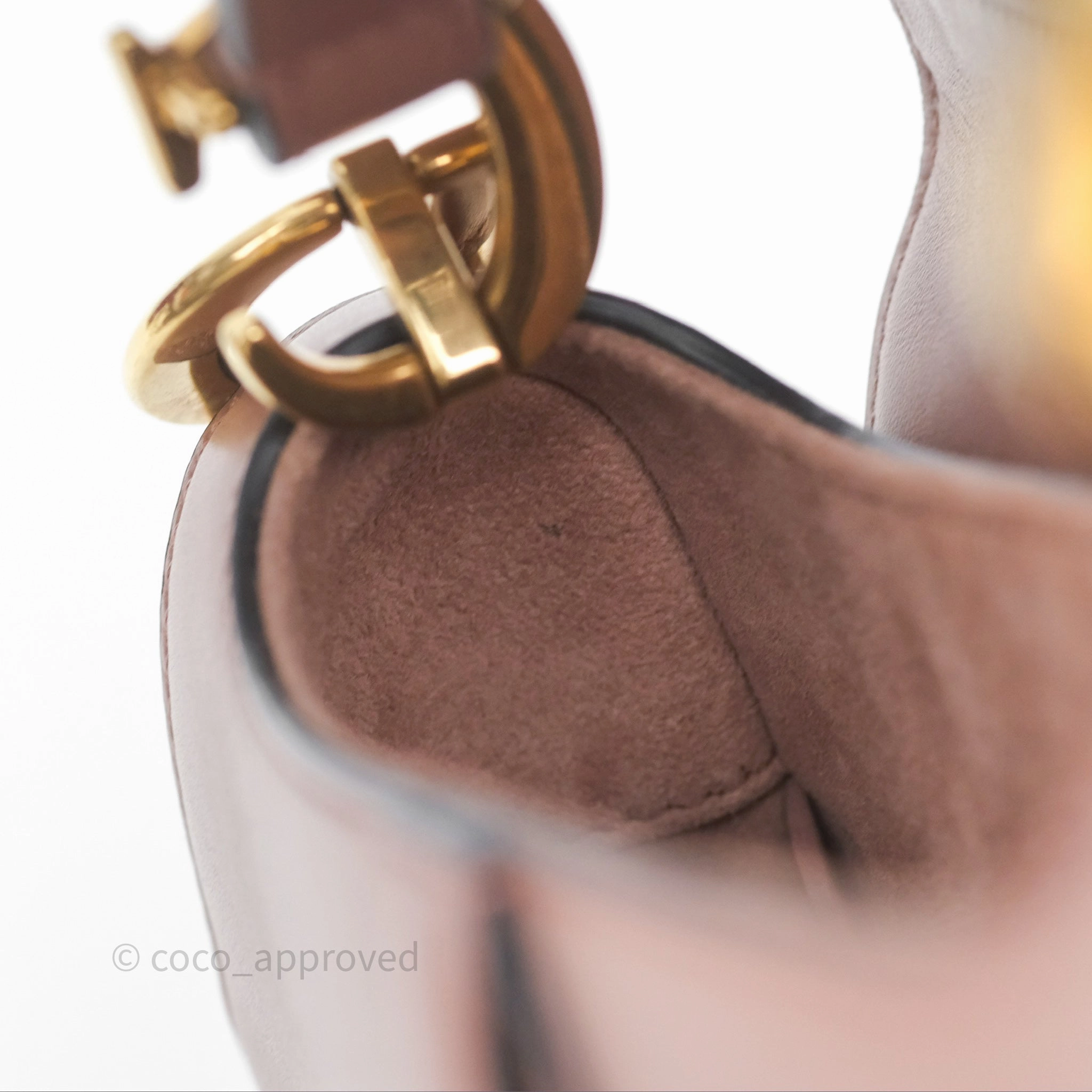 Christian Dior Mini Saddle Bag Rose Taupe Grained Calfskin Gold Hardware